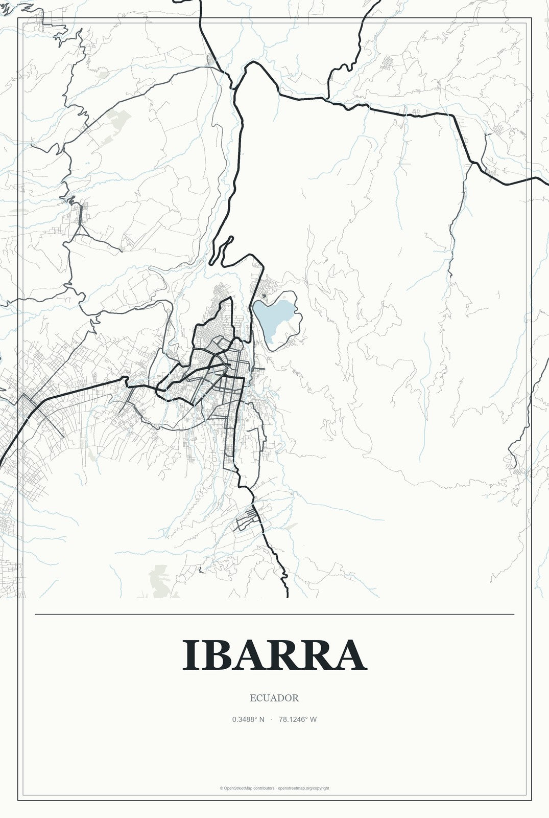 Ibarra, Ecuador City Map Aluminum Sign in Gallery Air style