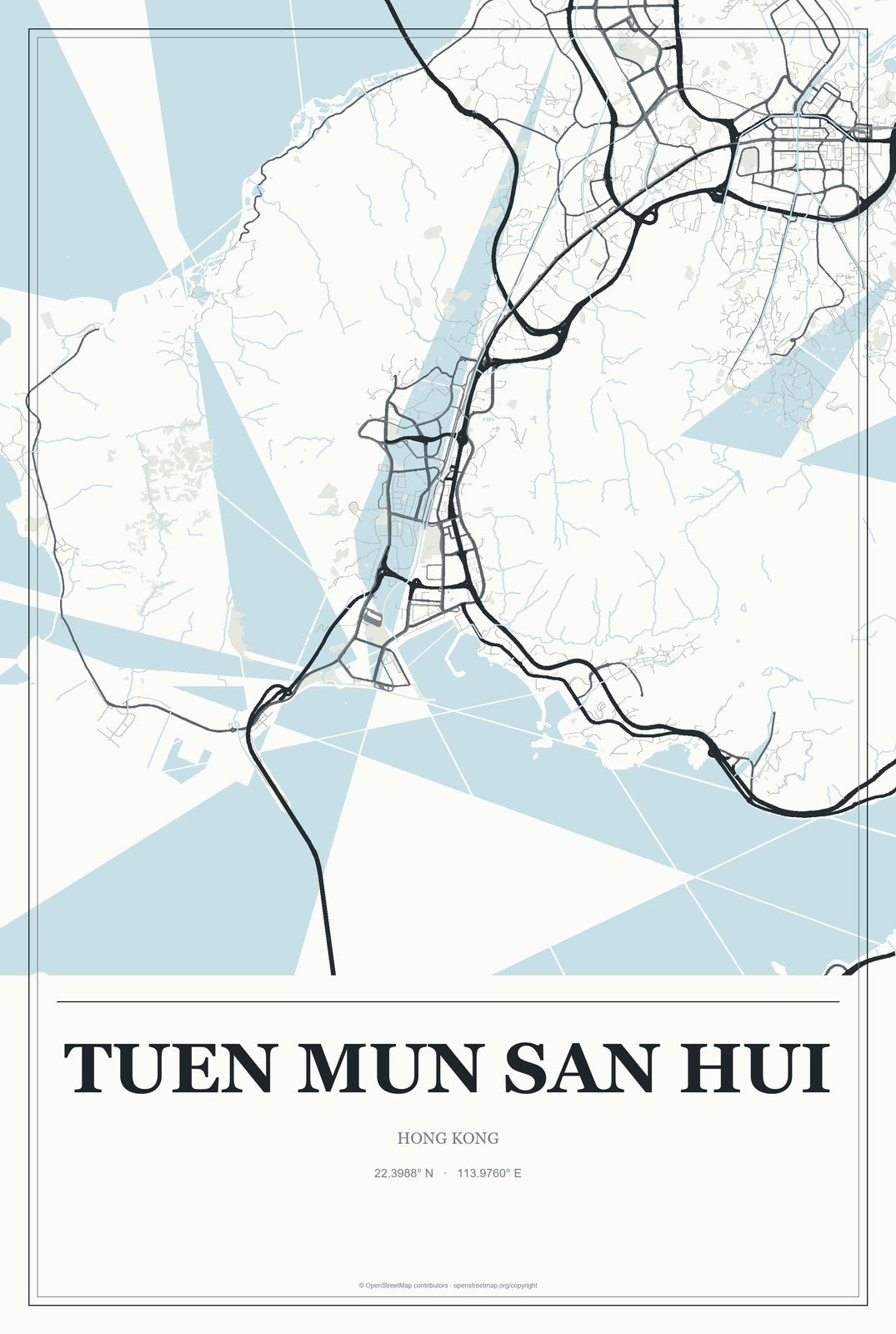 Tuen Mun San Hui, Hong Kong City Map Aluminum Sign in Gallery Air style