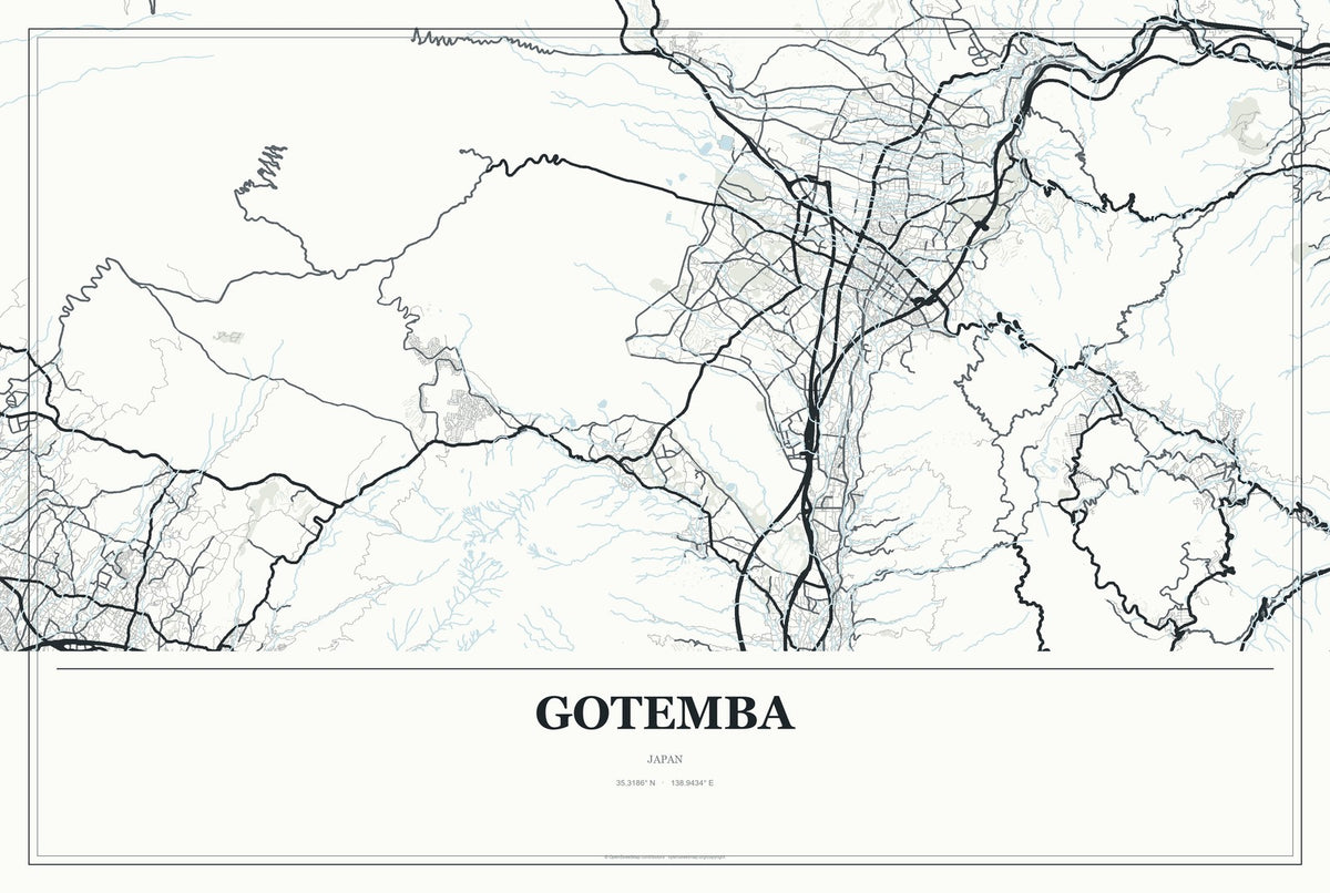 Gotemba, Japan City Map Aluminum Sign in Gallery Air style
