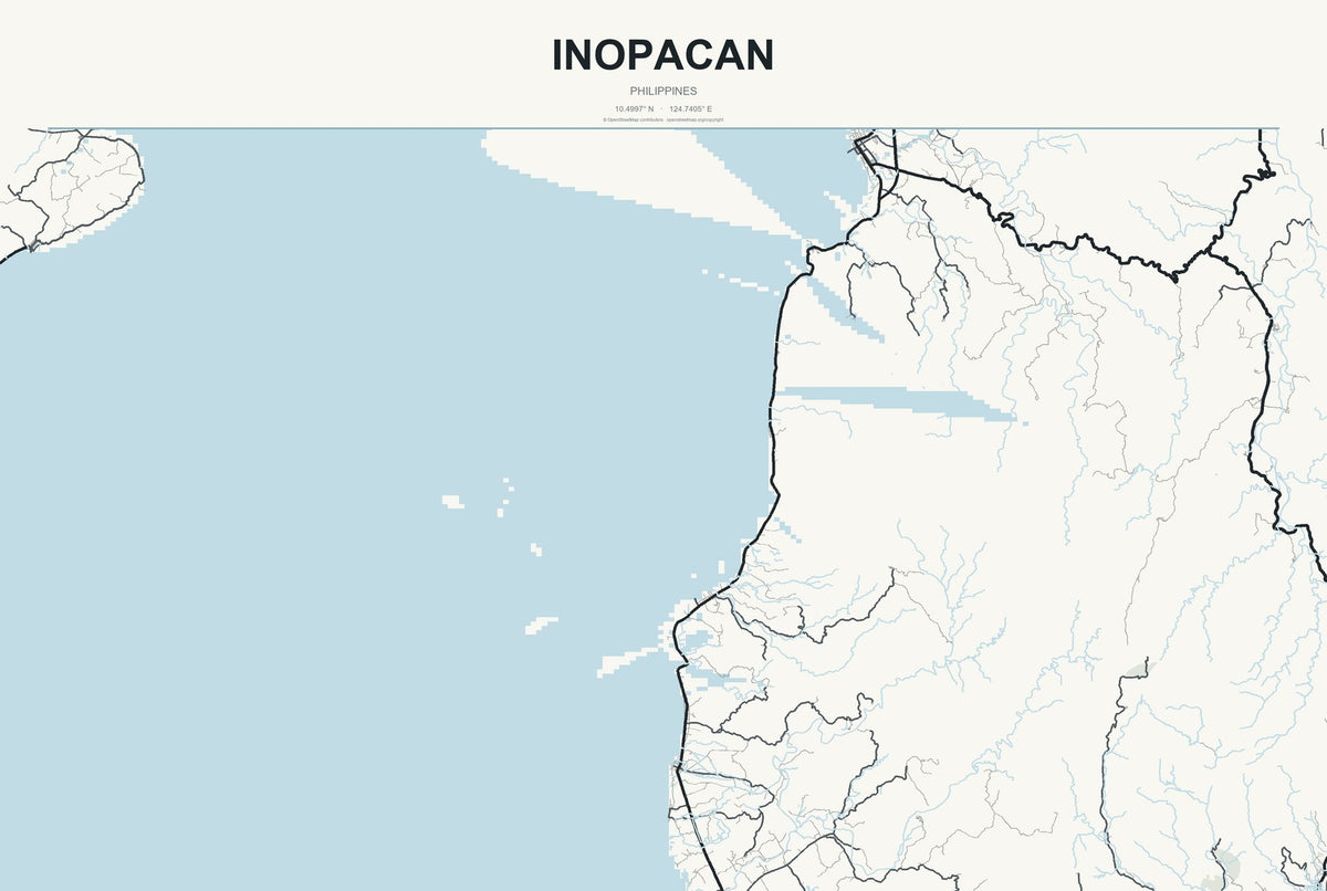 Inopacan, Philippines City Map Aluminum Sign in Headline Atlas style