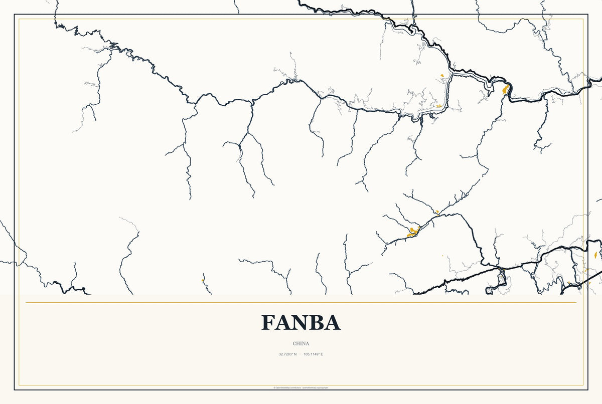 Fanba, China City Map Aluminum Sign in Citrine Modern style