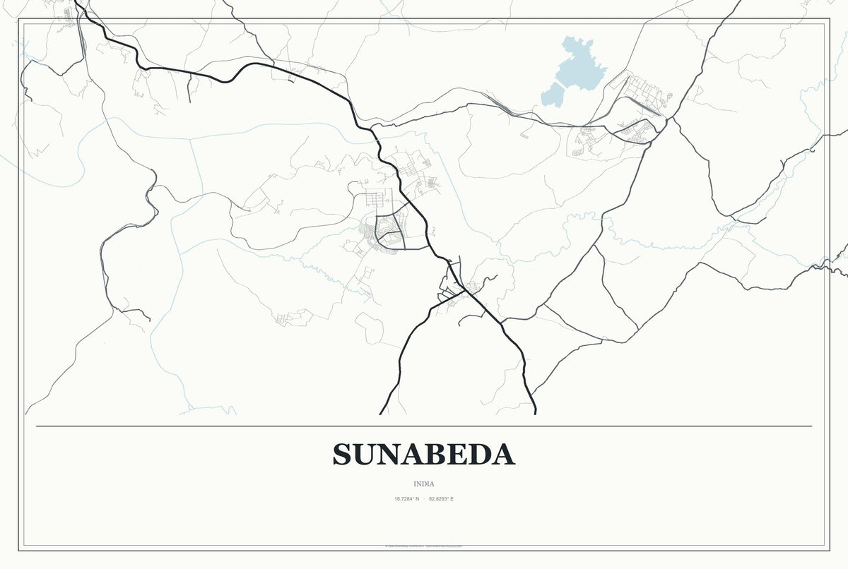 Sunabeda, India City Map Aluminum Sign in Gallery Air style
