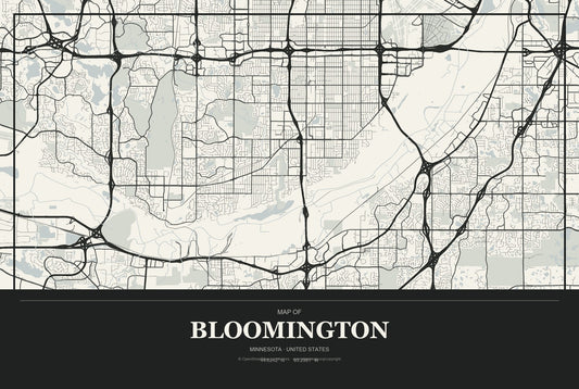 Bloomington, Minnesota City Map Aluminum Sign in Museum Plaque style