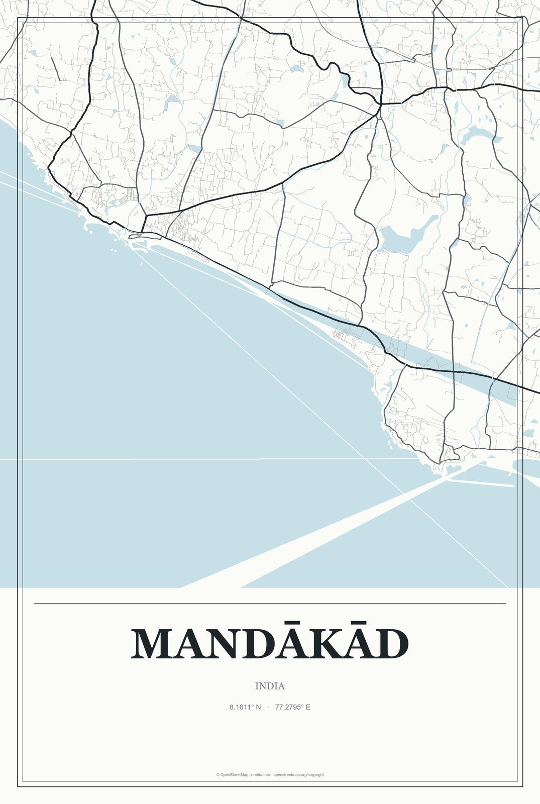 Mandākād, India City Map Aluminum Sign in Gallery Air style