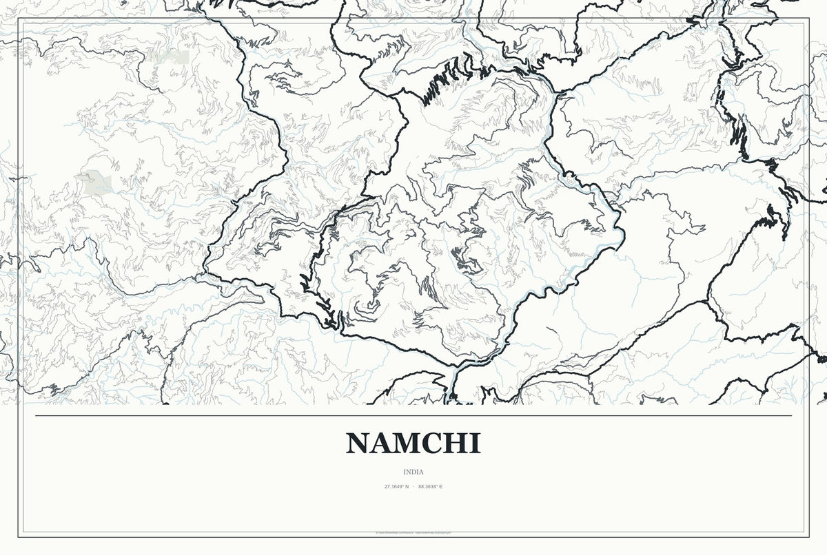 Namchi, India City Map Aluminum Sign in Gallery Air style