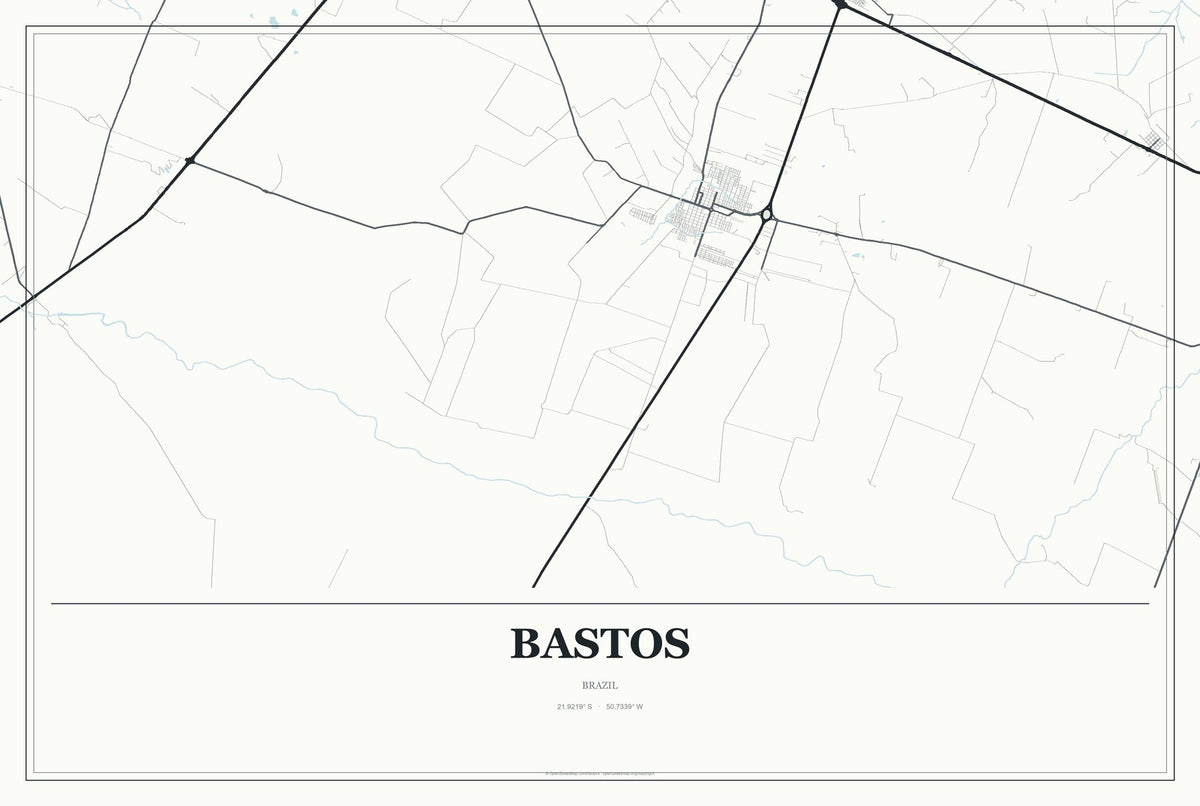 Bastos, Brazil City Map Aluminum Sign in Gallery Air style