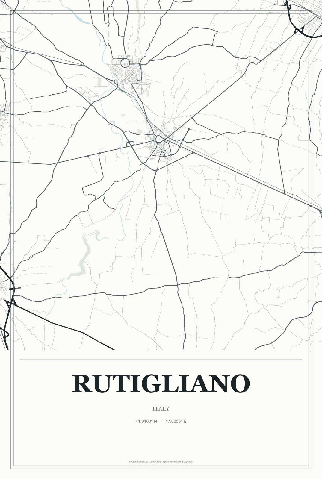 Rutigliano, Italy City Map Aluminum Sign in Gallery Air style