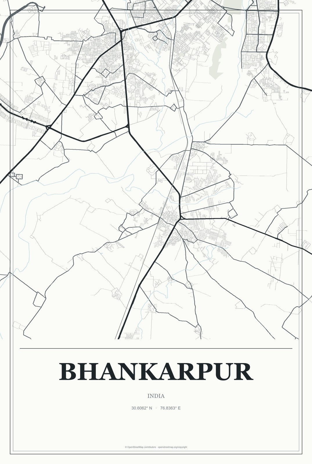 Bhankarpur, India City Map Aluminum Sign in Gallery Air style