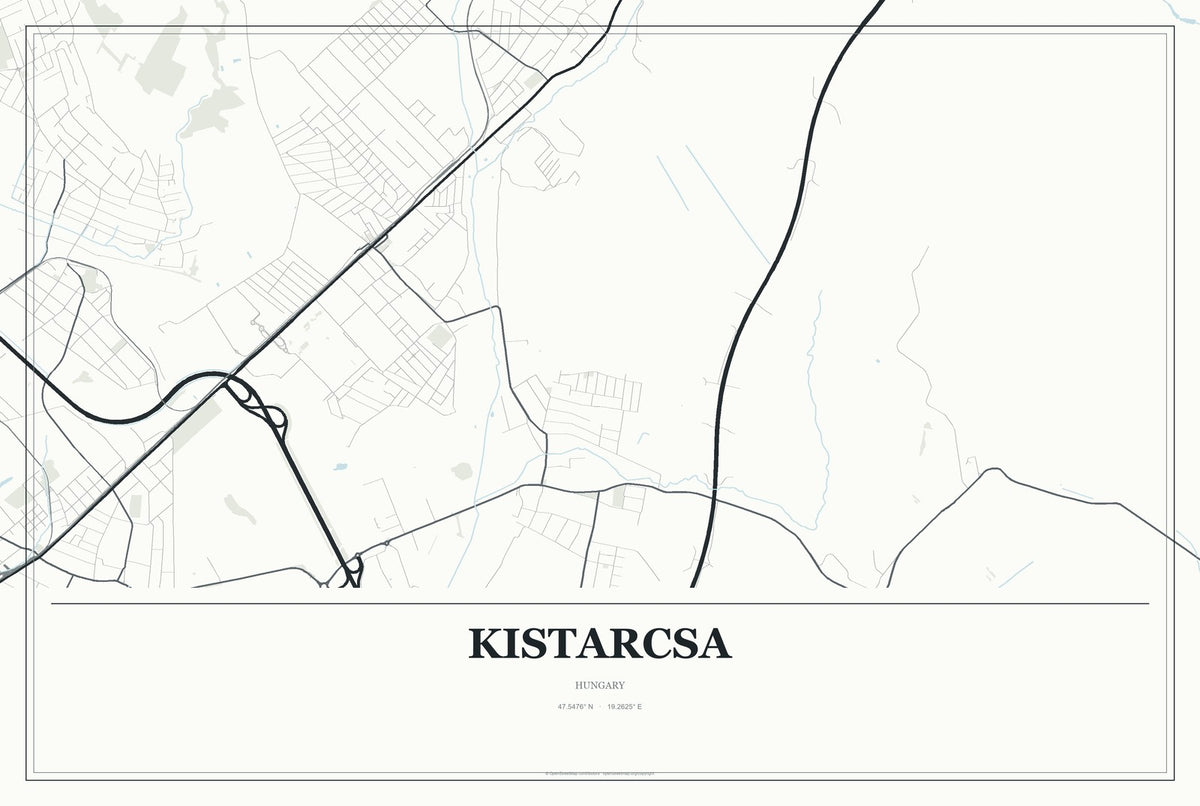 Kistarcsa, Hungary City Map Aluminum Sign in Gallery Air style