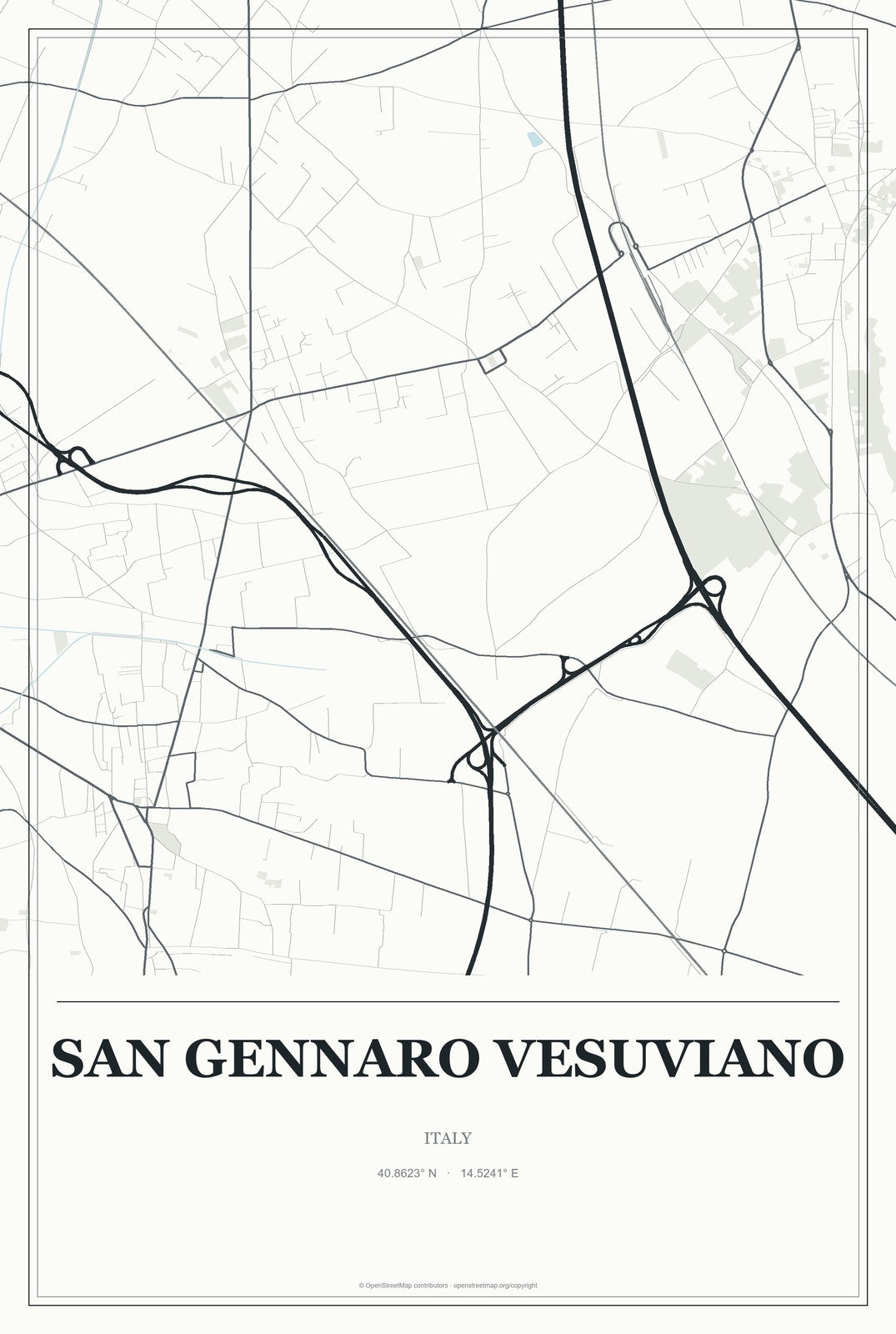 San Gennaro Vesuviano, Italy City Map Aluminum Sign in Gallery Air style