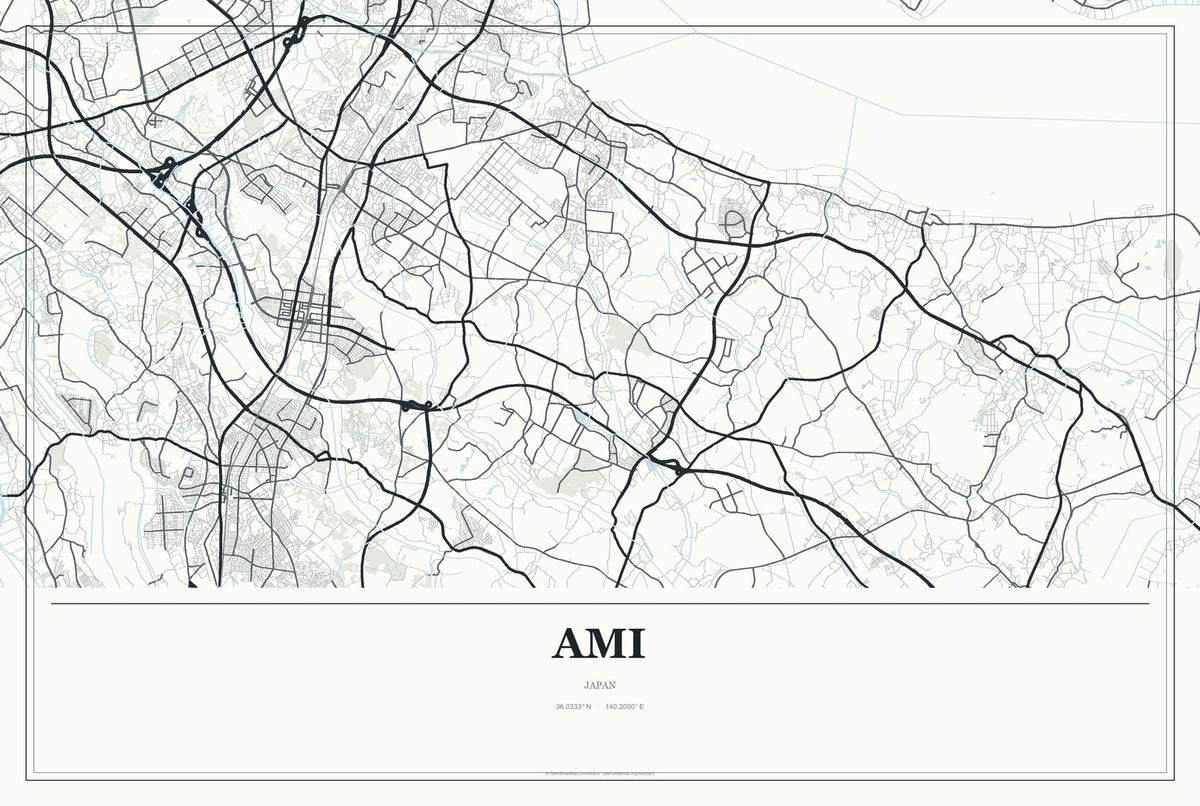Ami, Japan City Map Aluminum Sign in Gallery Air style