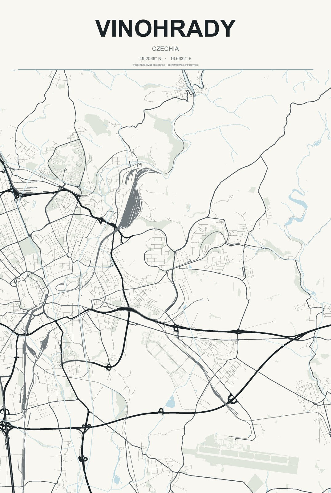 Vinohrady, Czechia City Map Aluminum Sign in Headline Atlas style