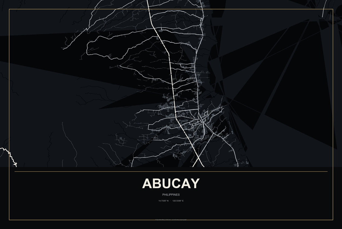 Abucay, Philippines City Map Aluminum Sign in Metropolitan Noir style