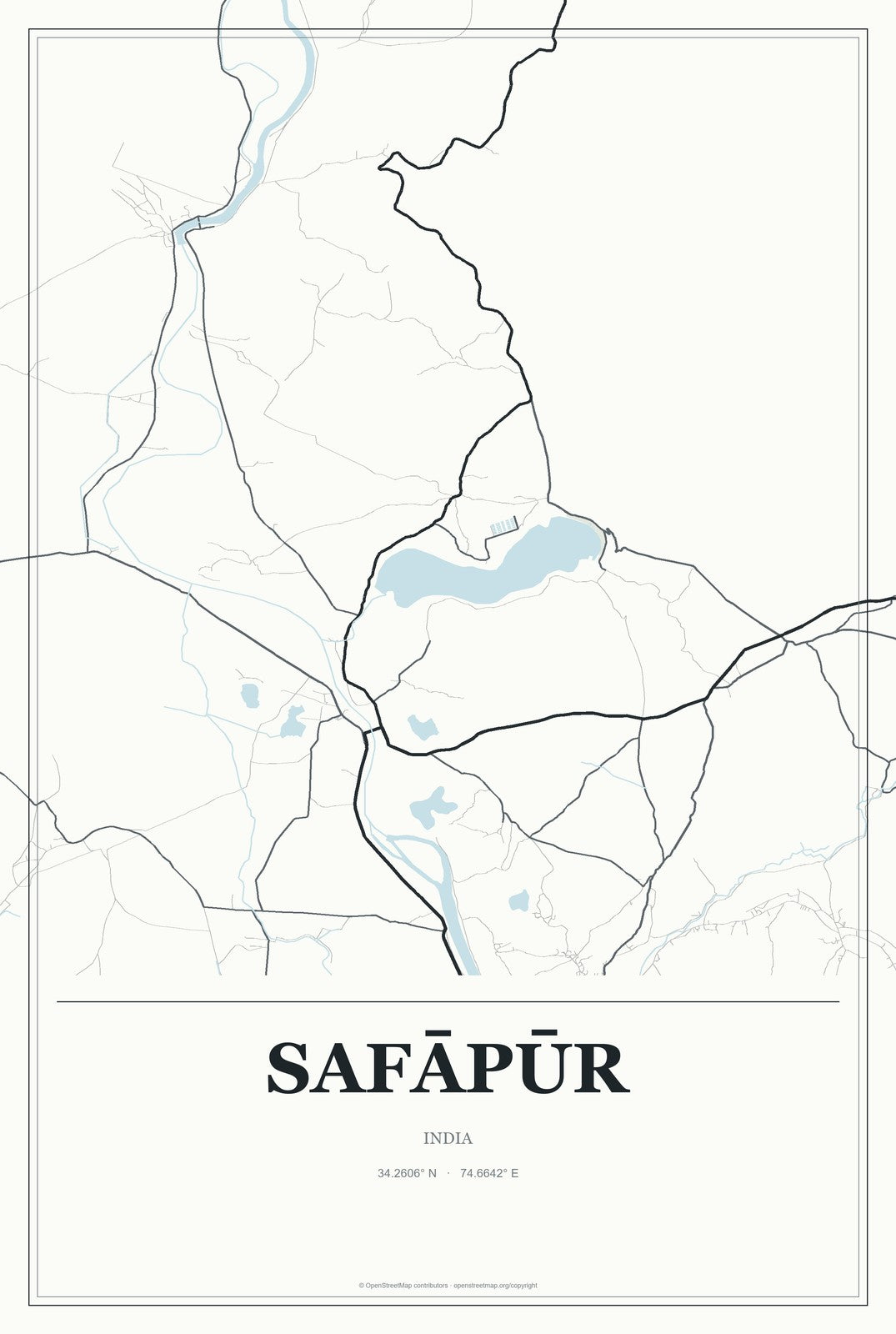 Safāpūr, India City Map Aluminum Sign in Gallery Air style