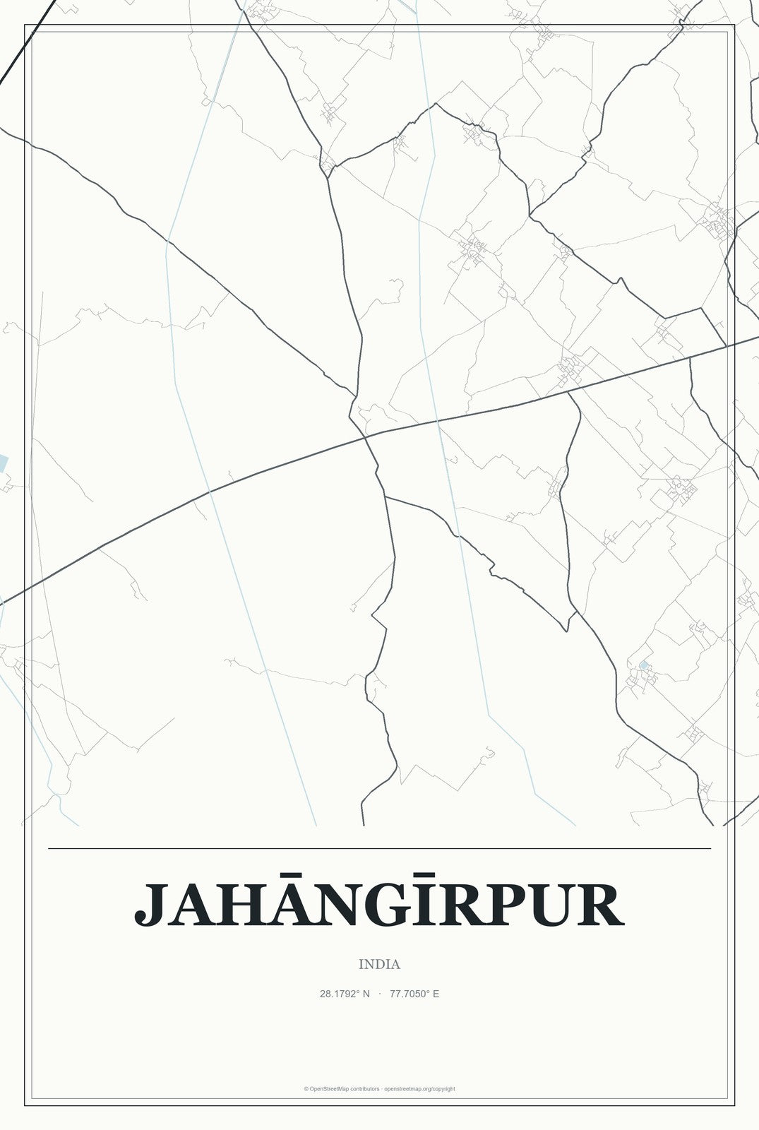 Jahāngīrpur, India City Map Aluminum Sign in Gallery Air style