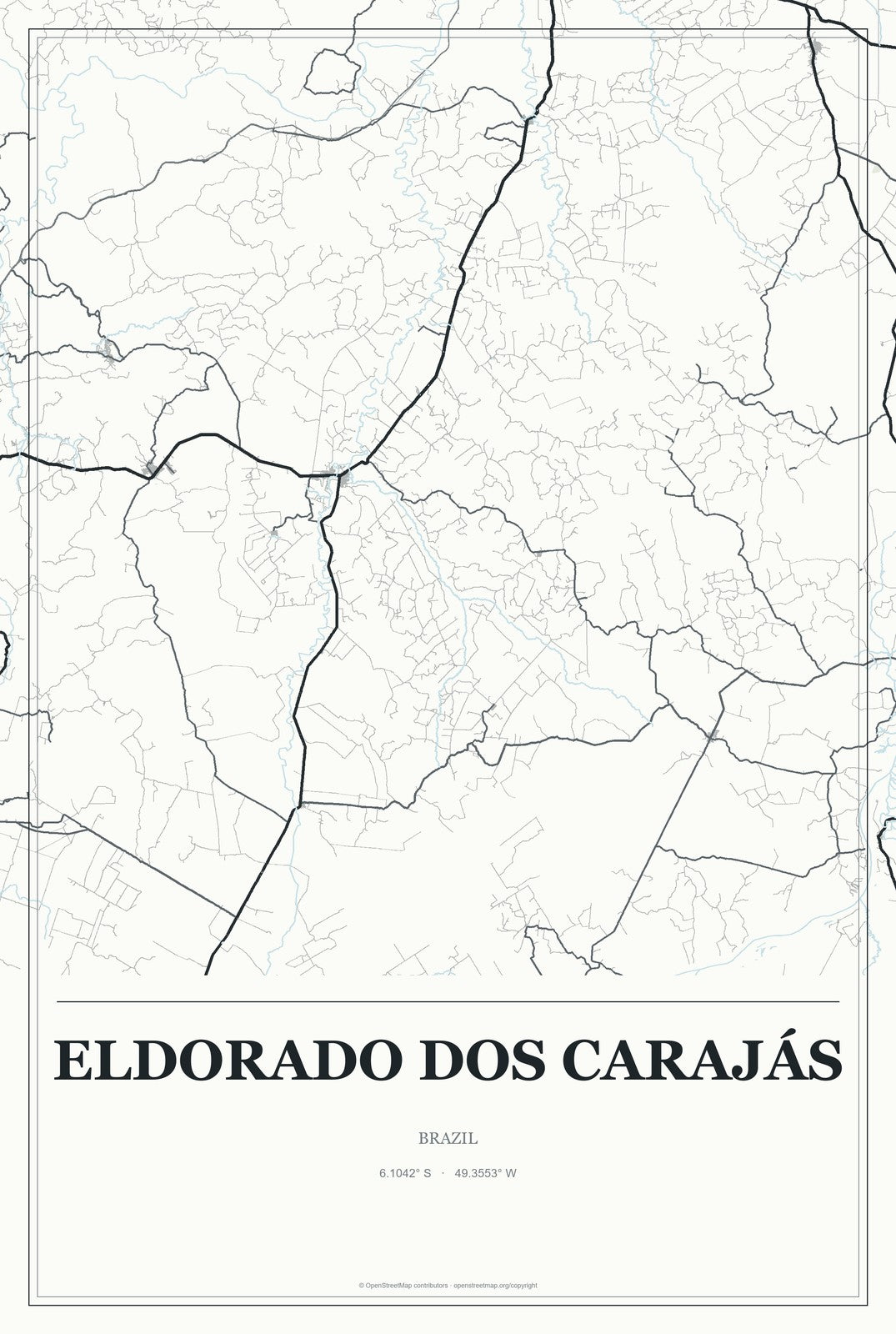 Eldorado dos Carajás, Brazil City Map Aluminum Sign in Gallery Air style