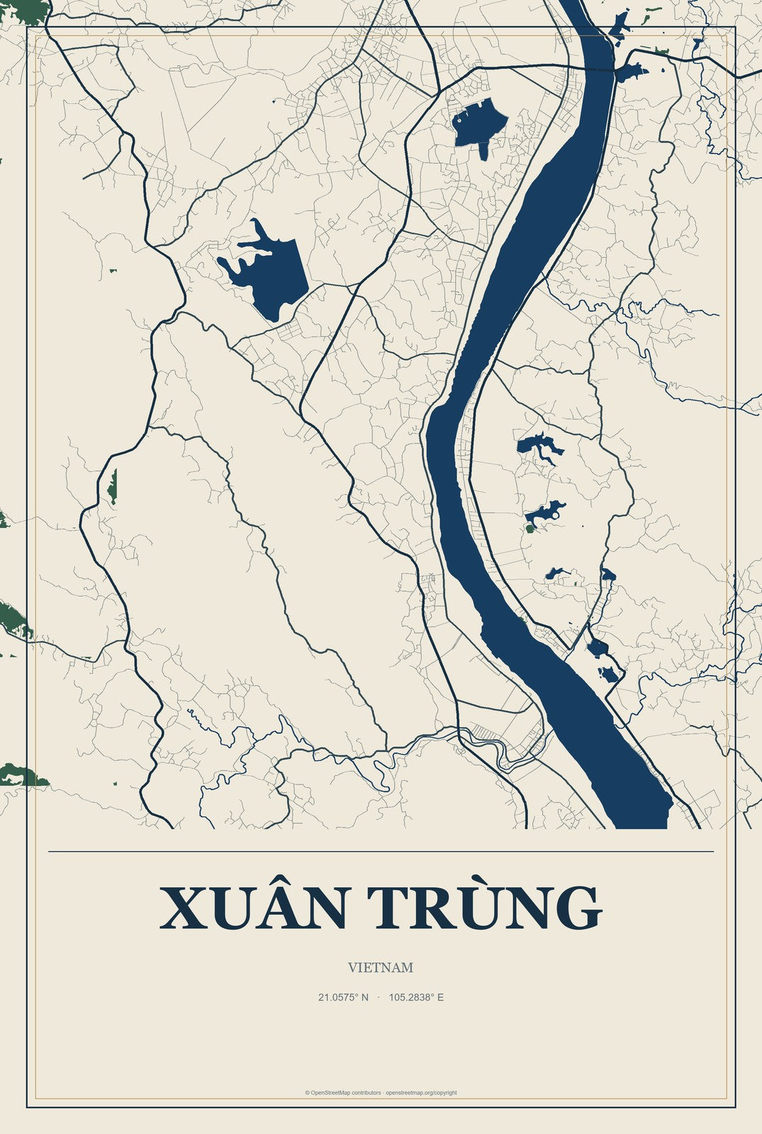 Xuân Trùng, Vietnam City Map Aluminum Sign in Coastal Cutout style