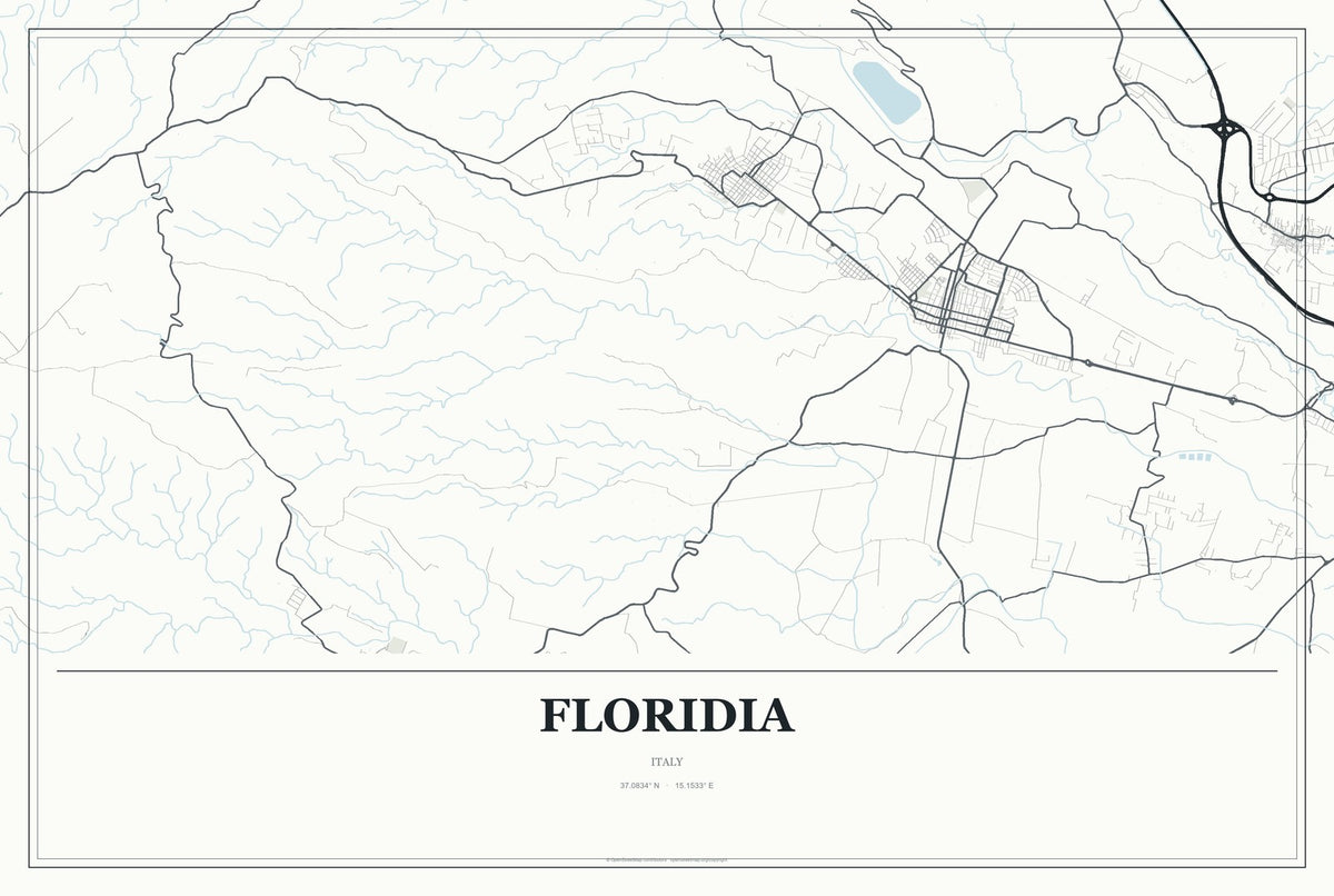 Floridia, Italy City Map Aluminum Sign in Gallery Air style