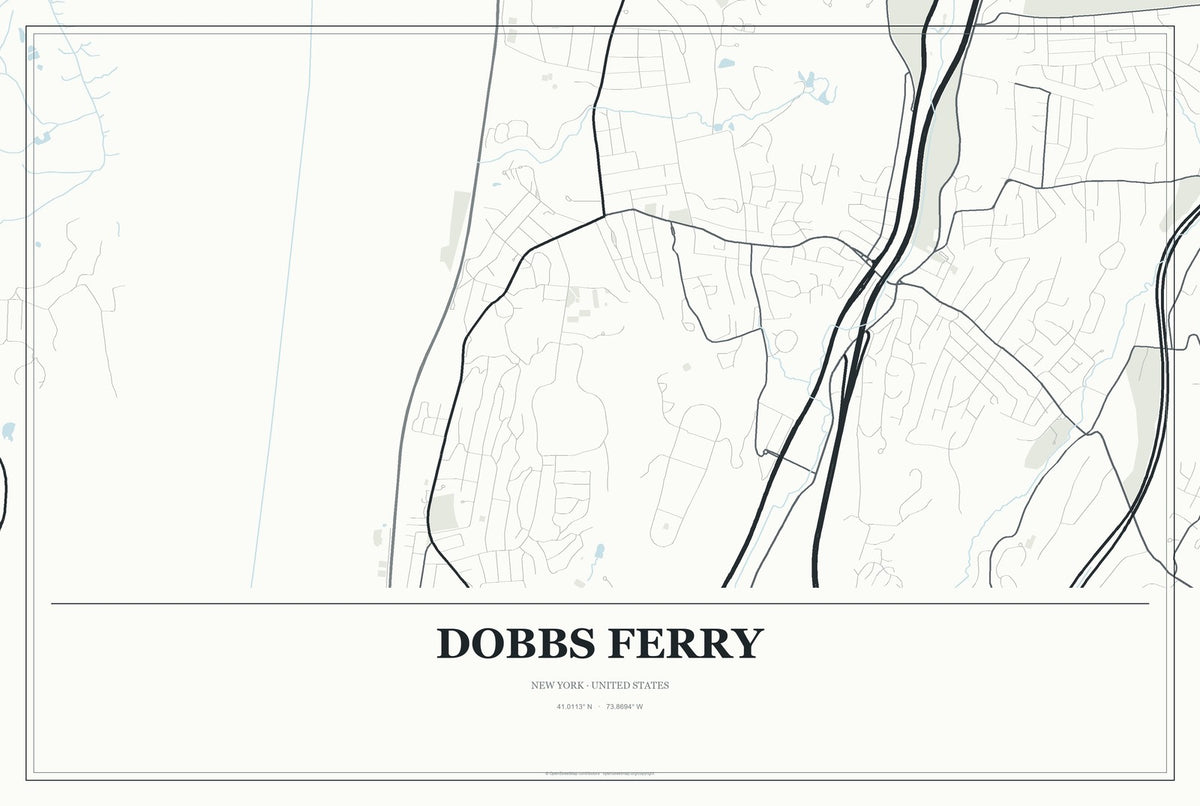Dobbs Ferry, New York City Map Aluminum Sign in Gallery Air style