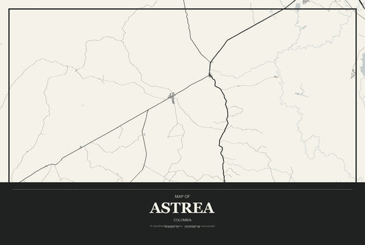 Astrea, Colombia City Map Aluminum Sign in Museum Plaque style