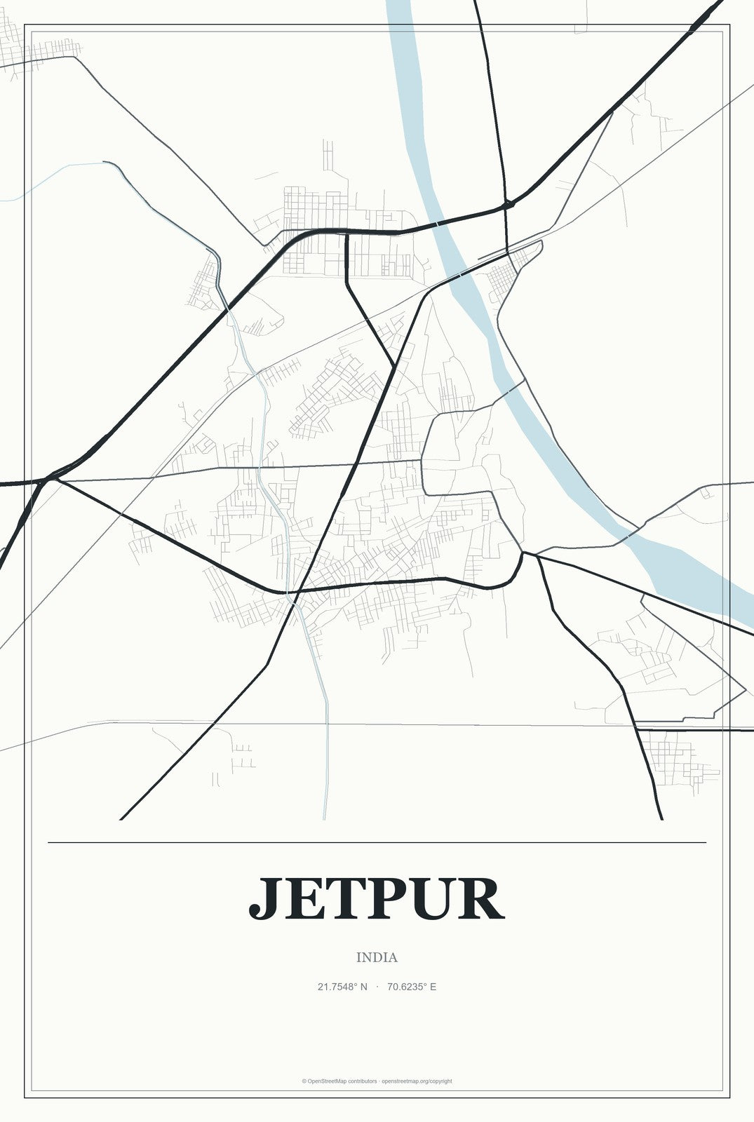 Jetpur, India City Map Aluminum Sign in Gallery Air style