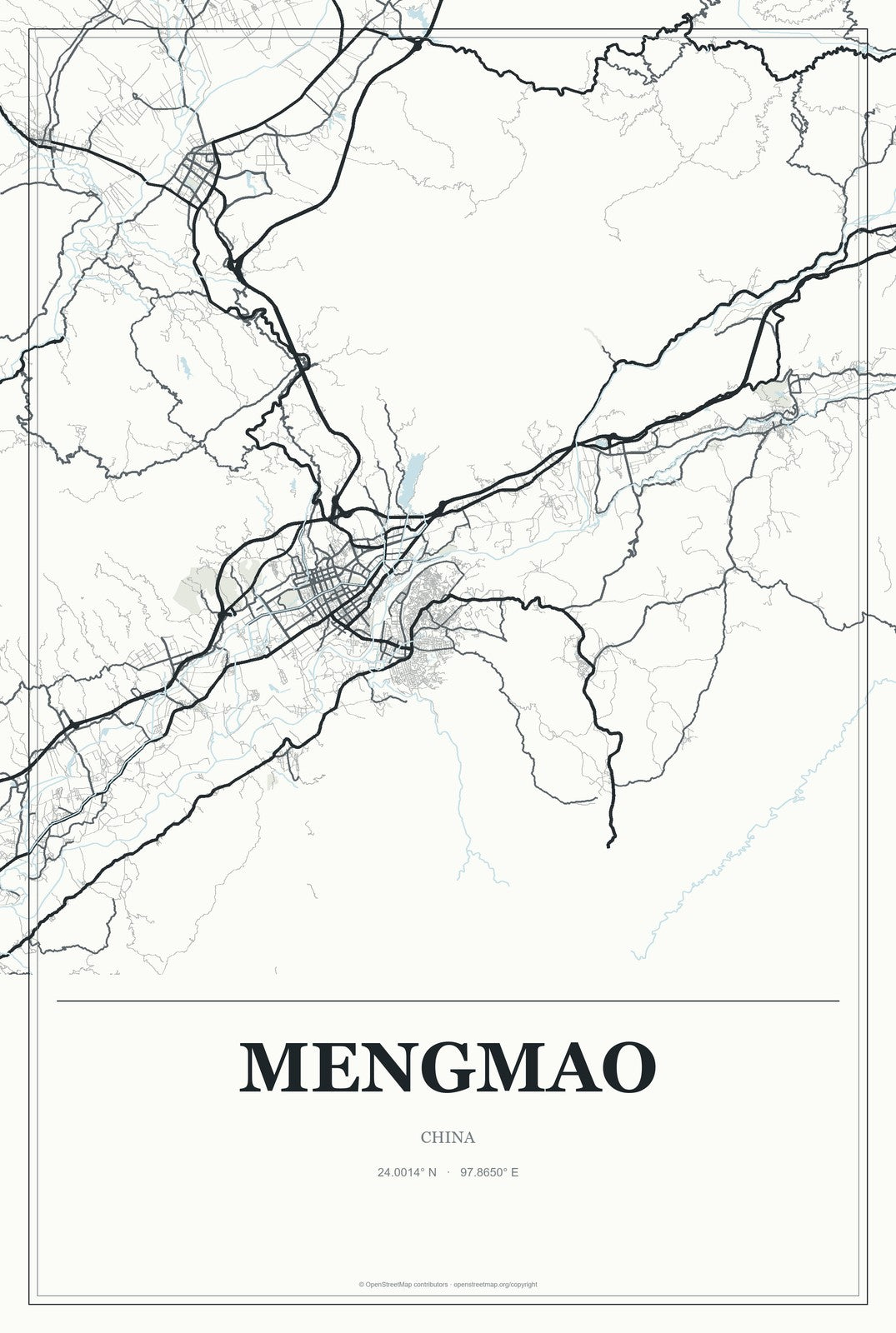 Mengmao, China City Map Aluminum Sign in Gallery Air style