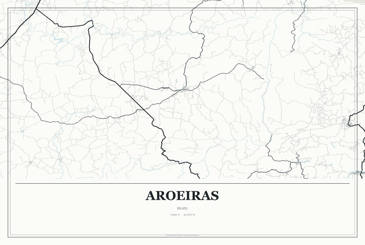 Aroeiras, Brazil City Map Aluminum Sign in Gallery Air style