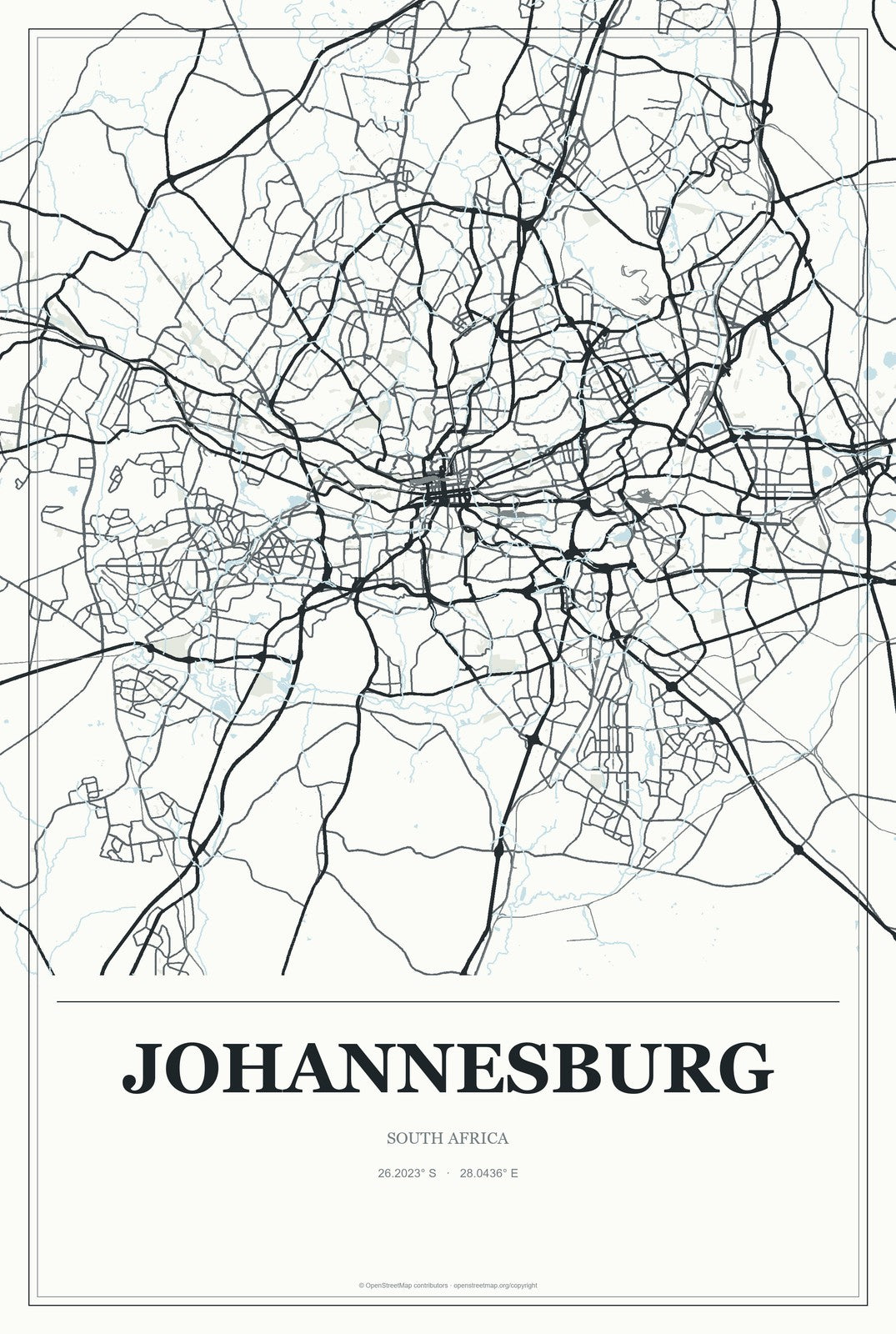 Johannesburg, South Africa City Map Aluminum Sign in Gallery Air style