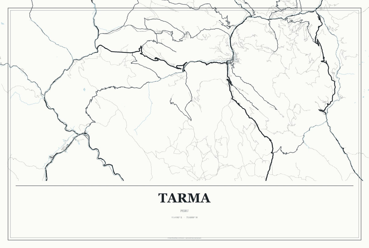 Tarma, Peru City Map Aluminum Sign in Gallery Air style