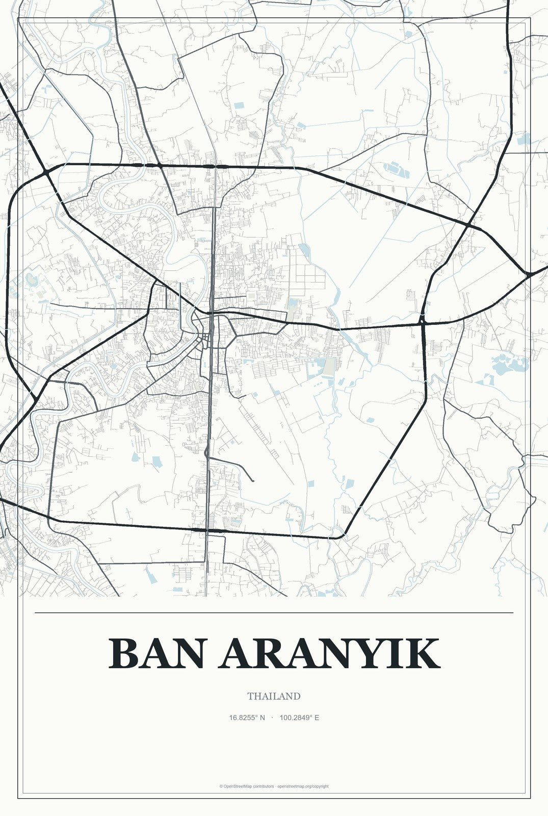 Ban Aranyik, Thailand City Map Aluminum Sign in Gallery Air style