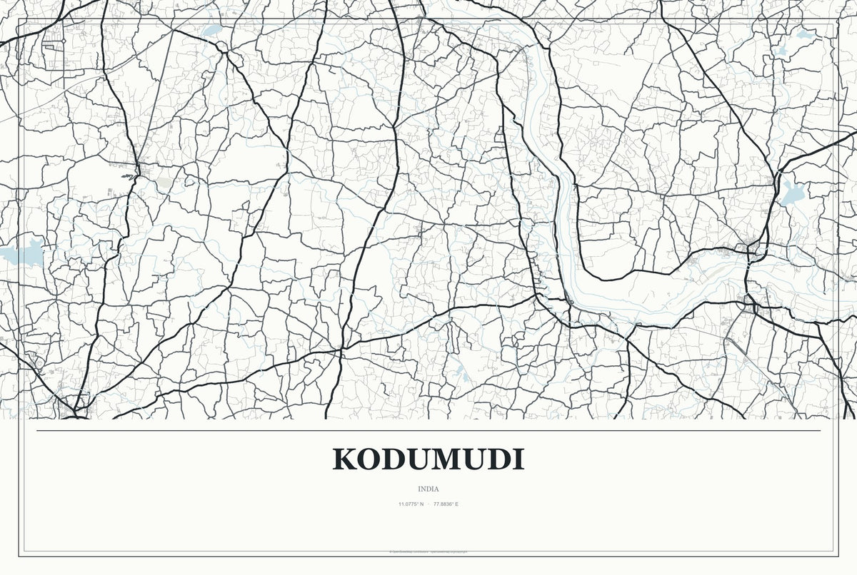 Kodumudi, India City Map Aluminum Sign in Gallery Air style