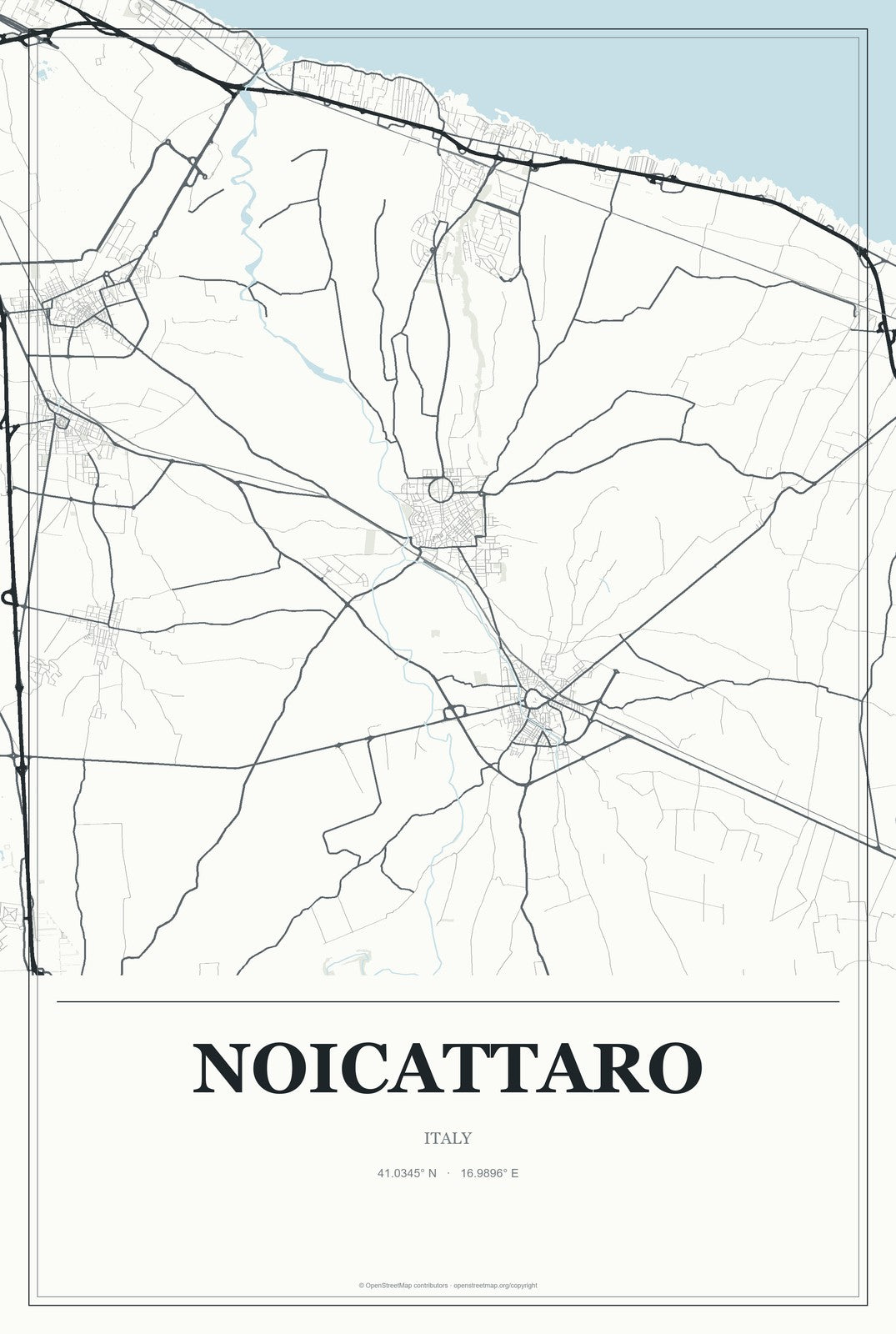 Noicattaro, Italy City Map Aluminum Sign in Gallery Air style