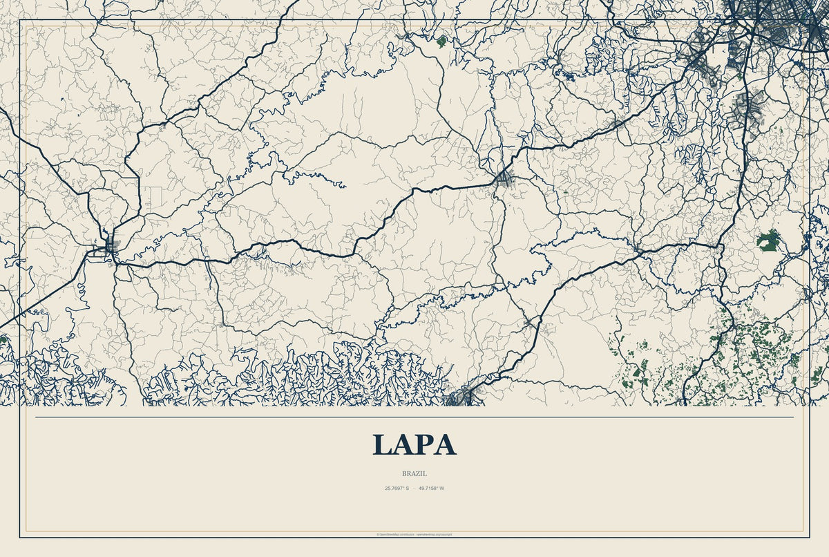 Lapa, Brazil City Map Aluminum Sign in Coastal Cutout style