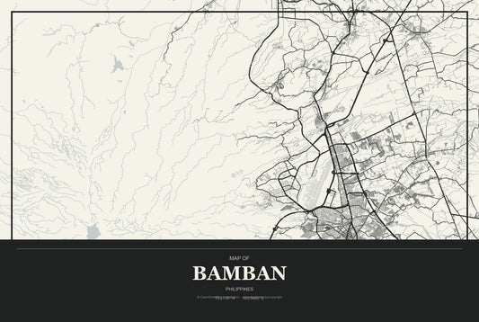 Bamban, Philippines City Map Aluminum Sign in Museum Plaque style