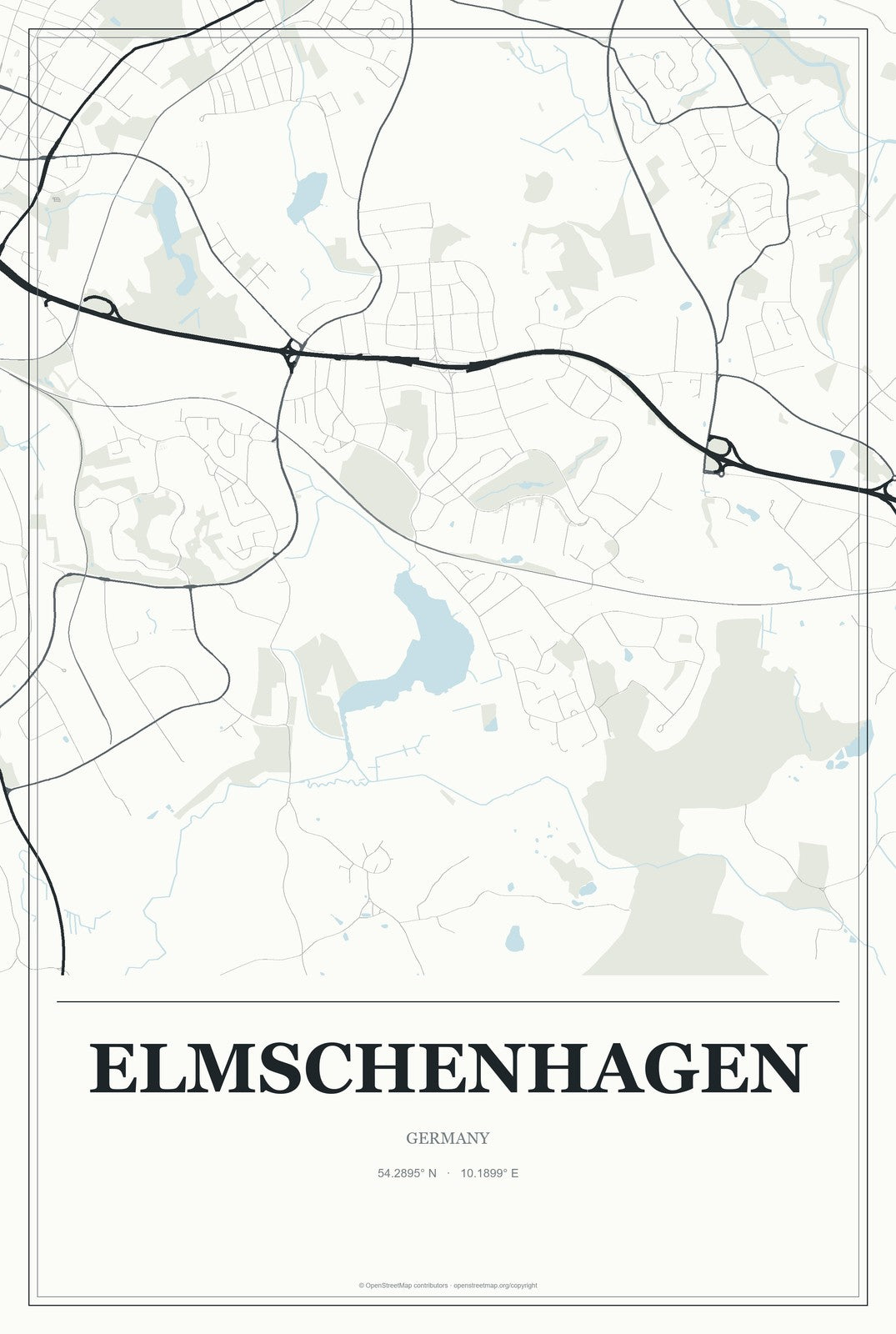 Elmschenhagen, Germany City Map Aluminum Sign in Gallery Air style