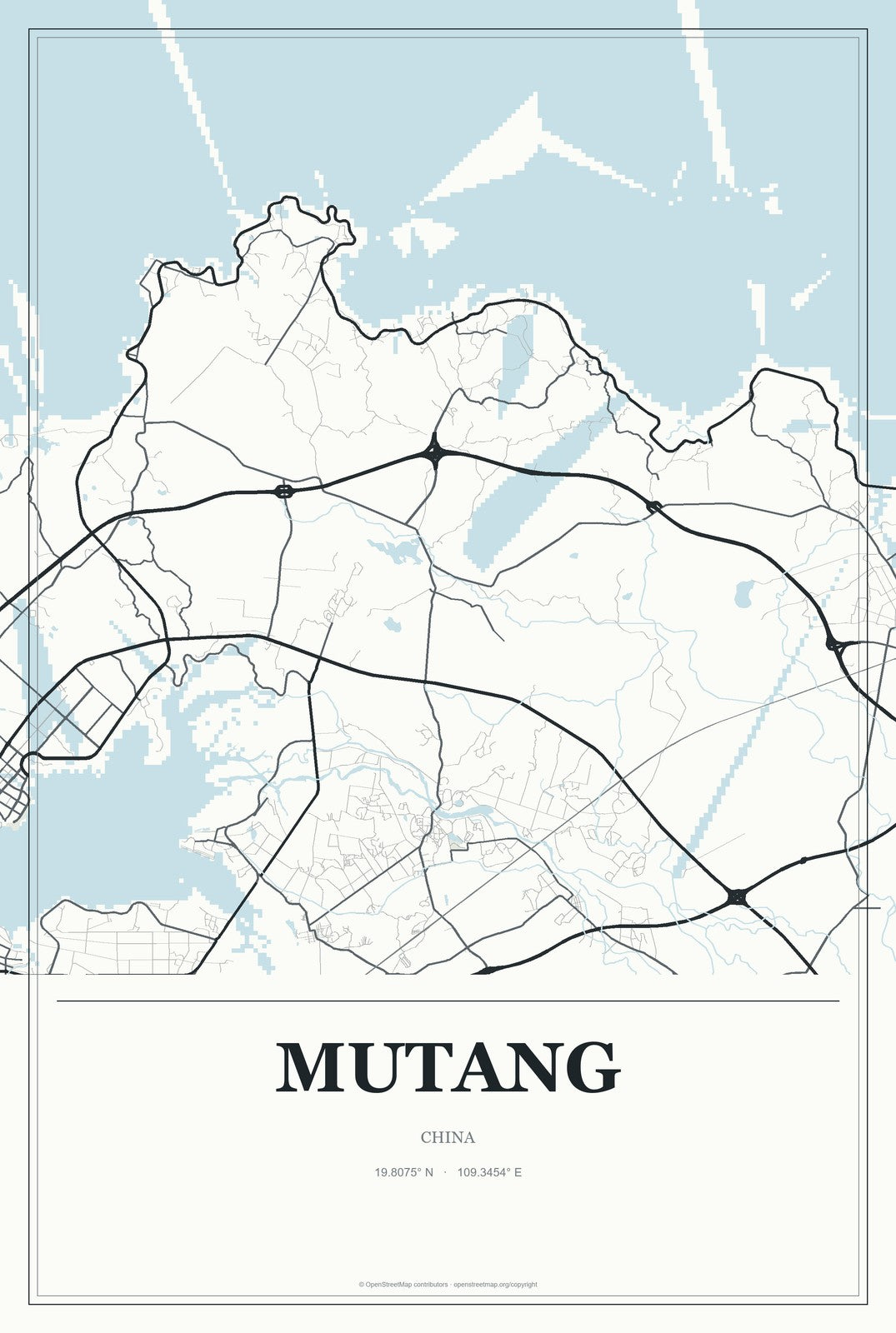 Mutang, China City Map Aluminum Sign in Gallery Air style