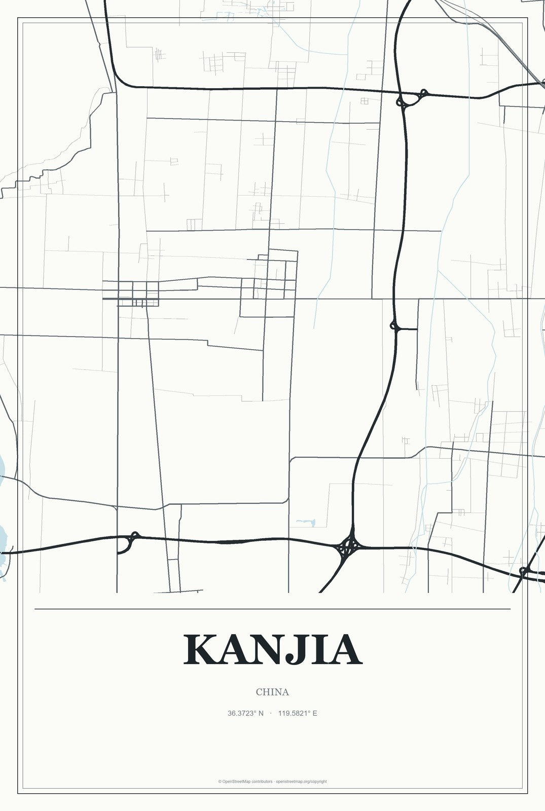 Kanjia, China City Map Aluminum Sign in Gallery Air style