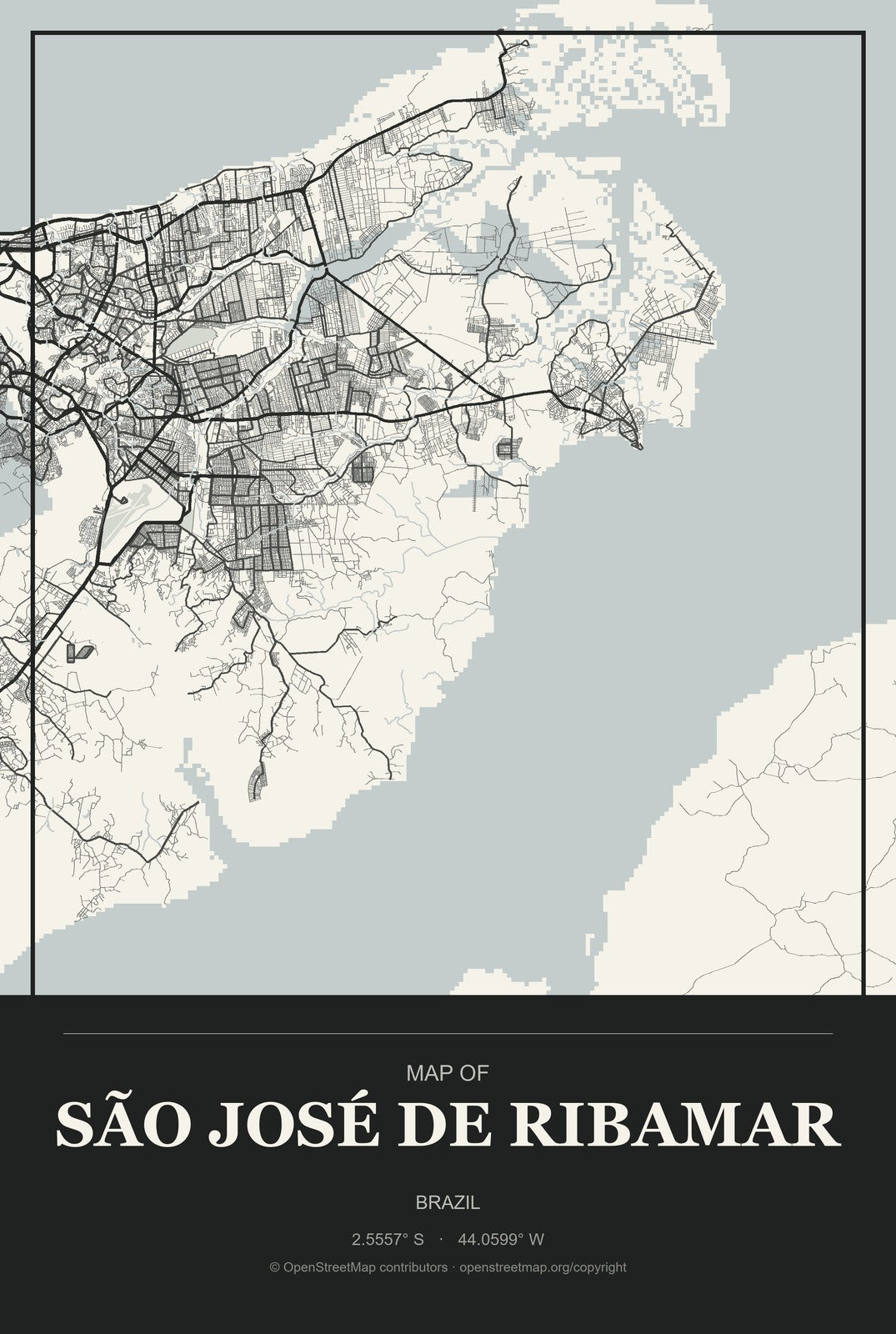 São José de Ribamar, Brazil City Map Aluminum Sign in Museum Plaque style