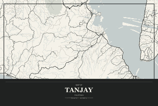 Tanjay, Philippines City Map Aluminum Sign in Museum Plaque style