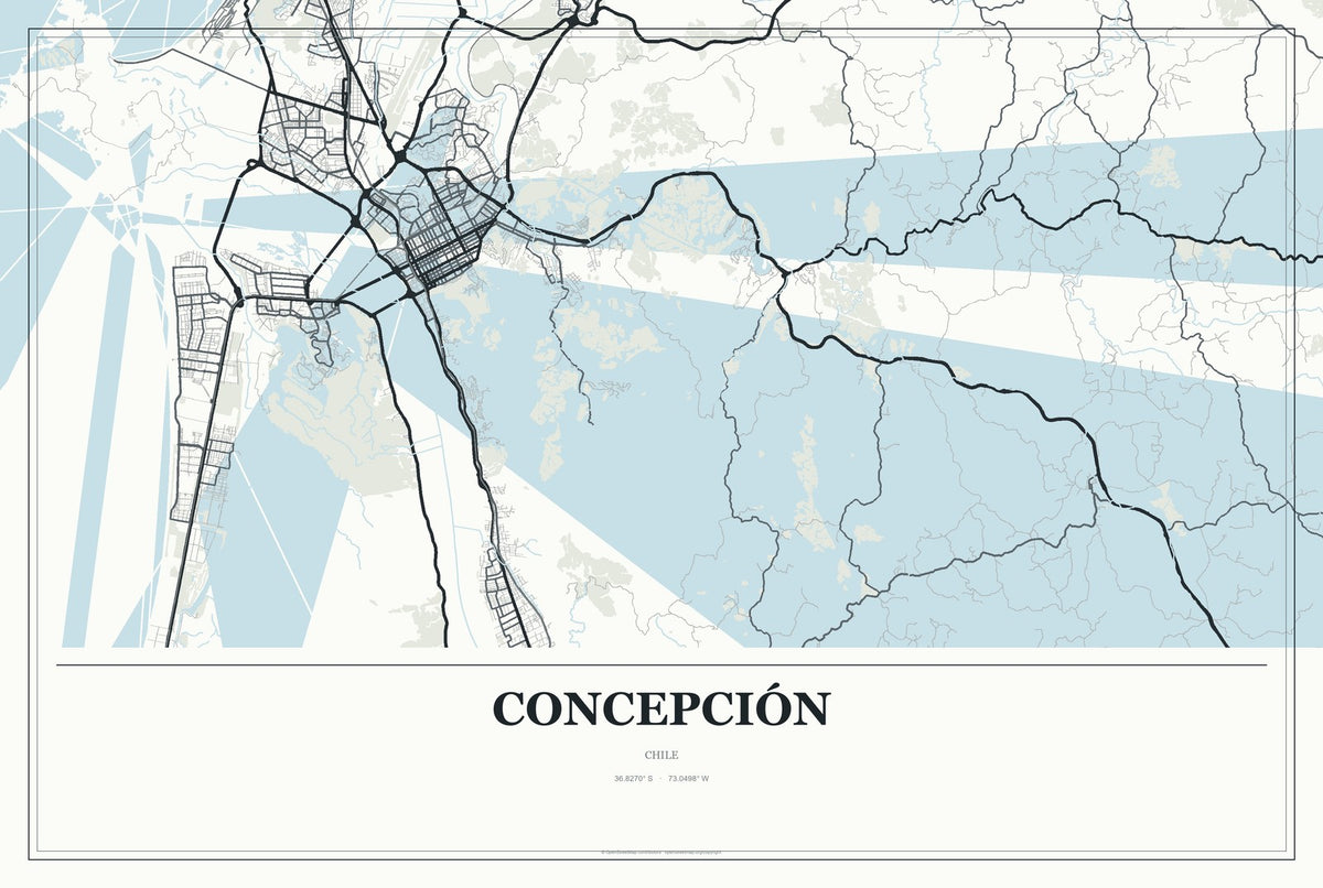 Concepción, Chile City Map Aluminum Sign in Gallery Air style