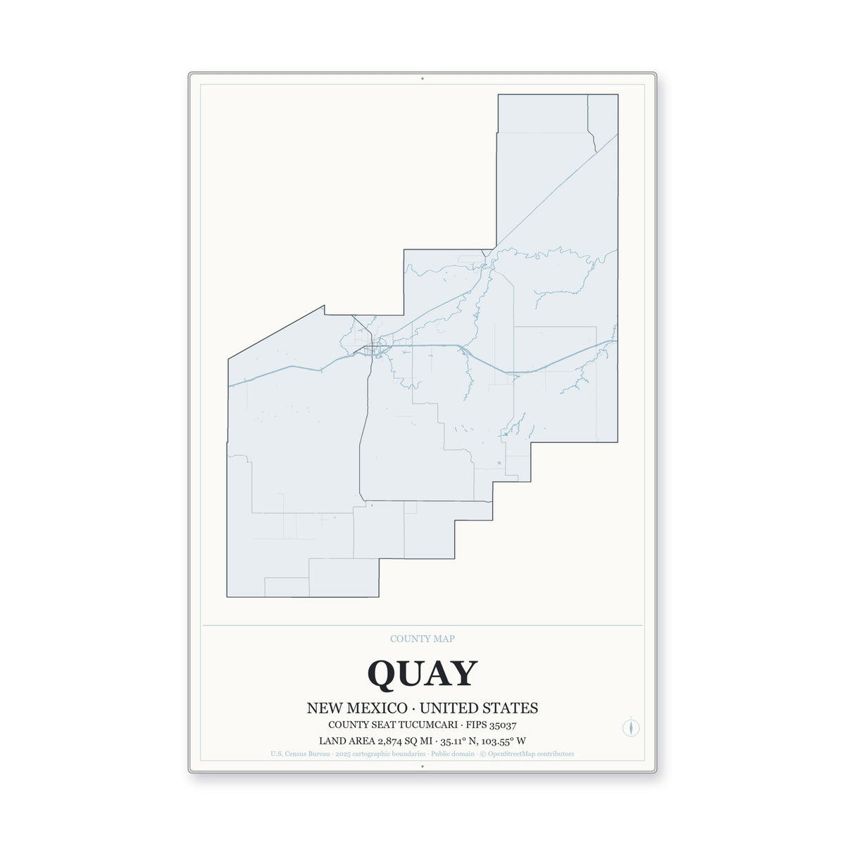 Quay County, New Mexico Map Aluminum Sign in Gallery Air style