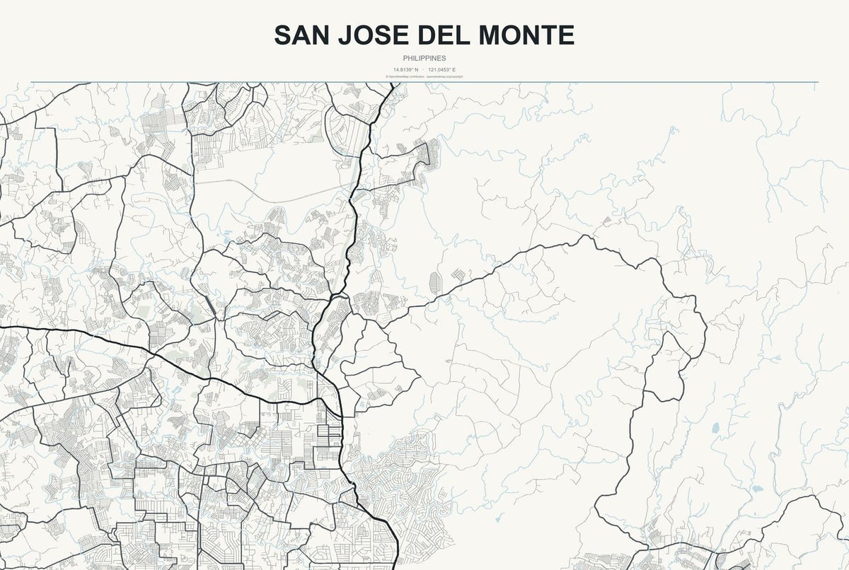 San Jose del Monte, Philippines City Map Aluminum Sign in Headline Atlas style