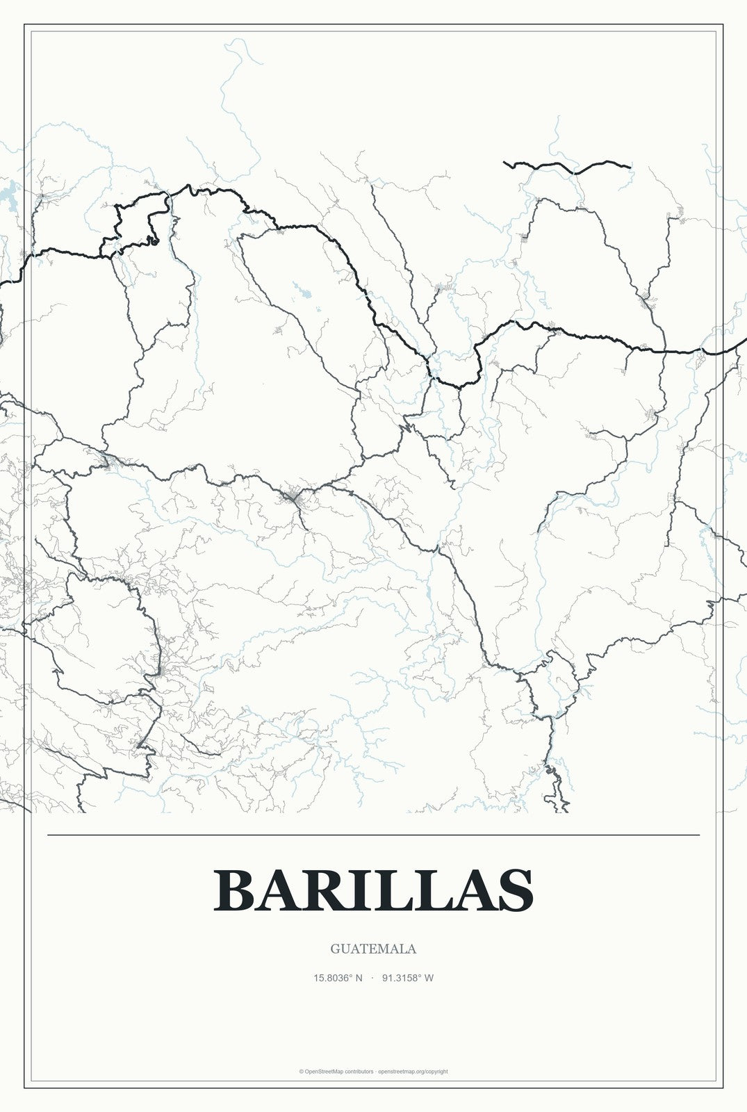 Barillas, Guatemala City Map Aluminum Sign in Gallery Air style