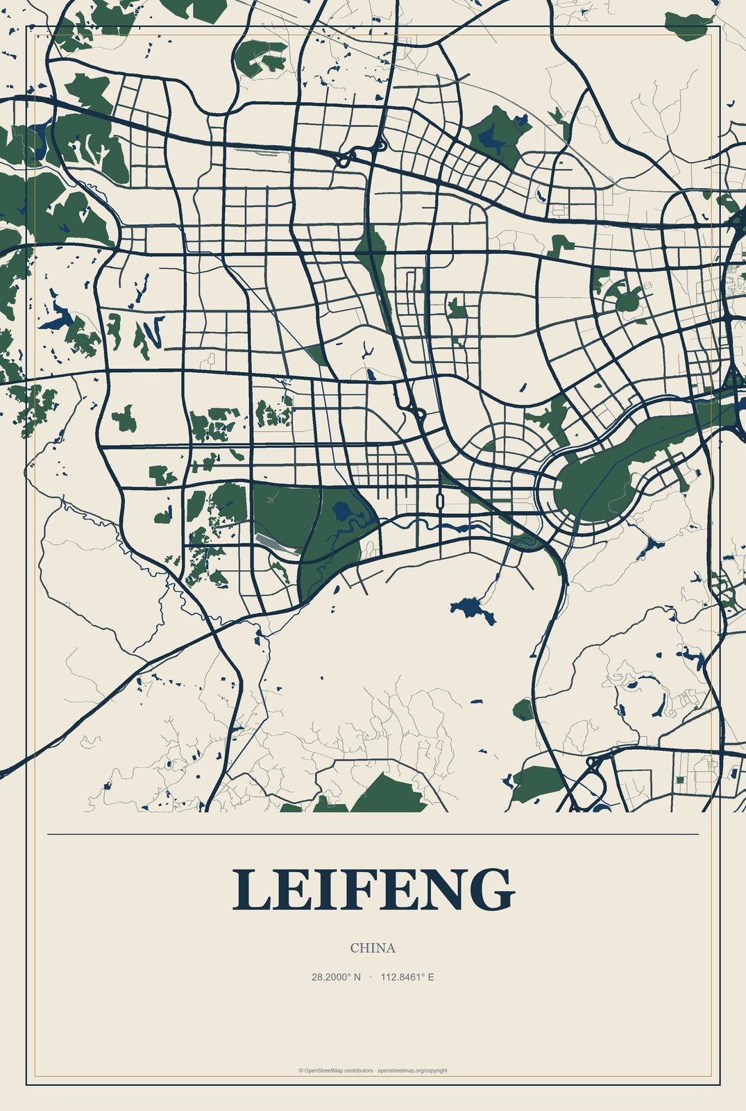 Leifeng, China City Map Aluminum Sign in Coastal Cutout style