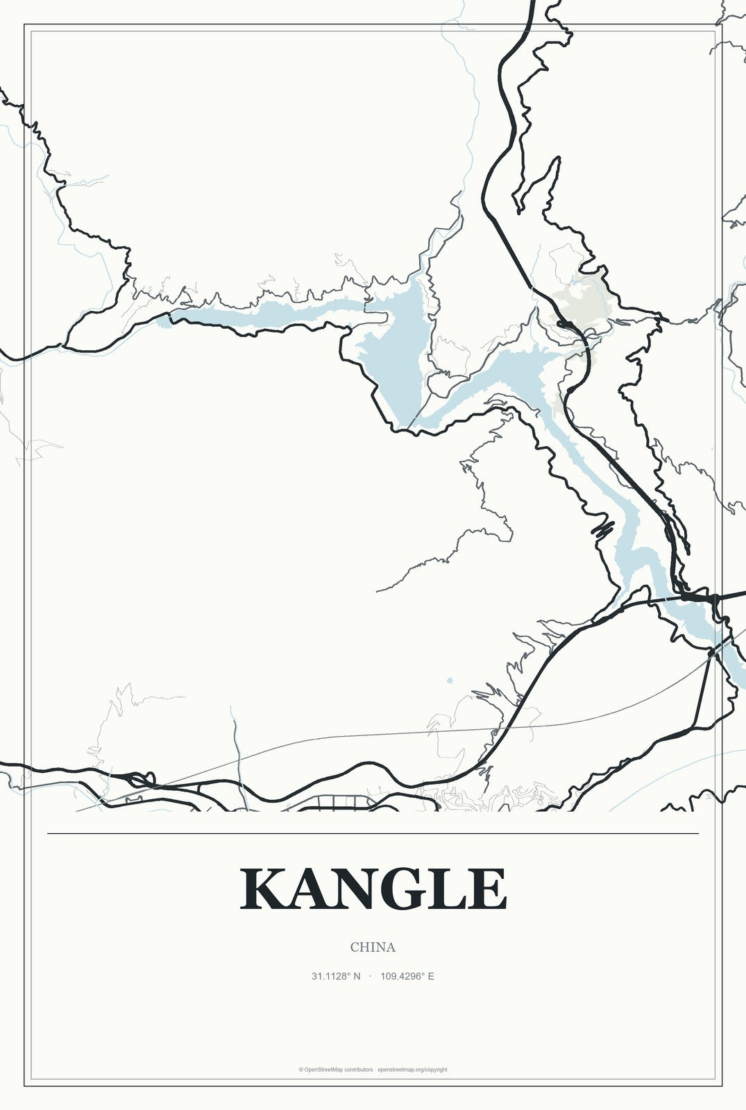 Kangle, China City Map Aluminum Sign in Gallery Air style