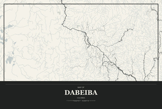 Dabeiba, Colombia City Map Aluminum Sign in Museum Plaque style