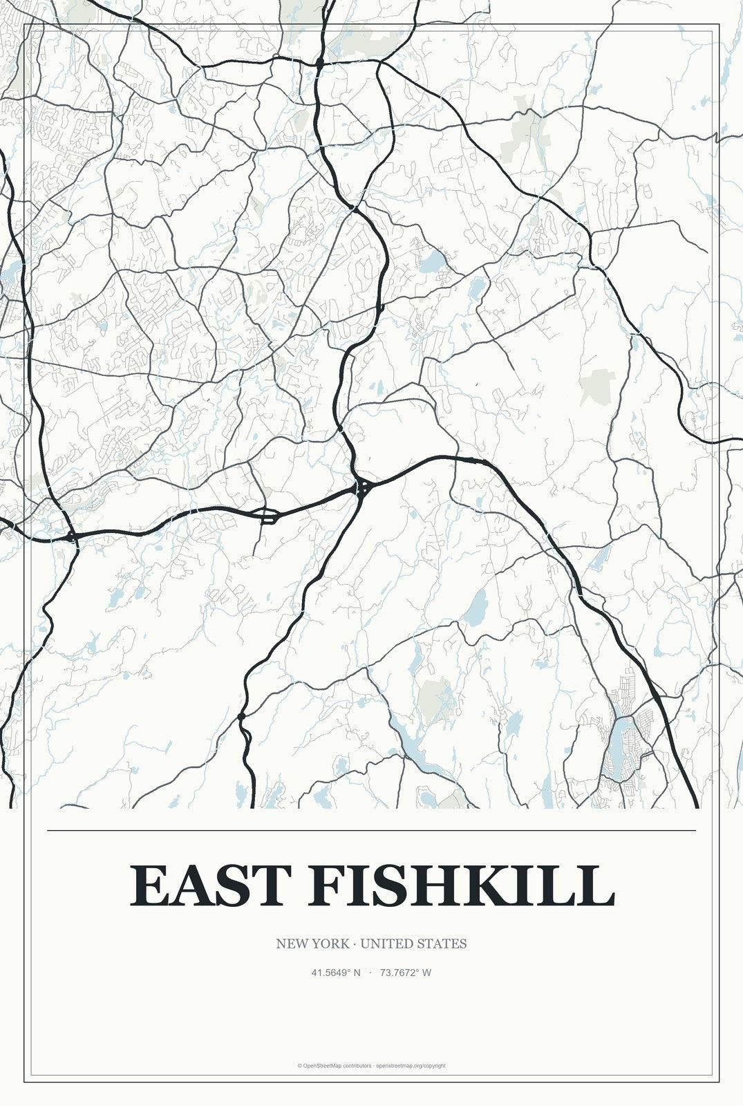 East Fishkill, New York City Map Aluminum Sign in Gallery Air style