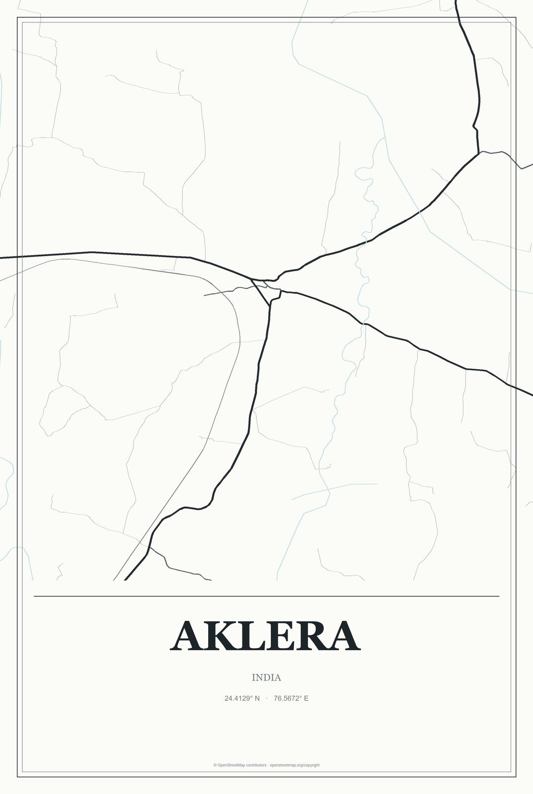 Aklera, India City Map Aluminum Sign in Gallery Air style