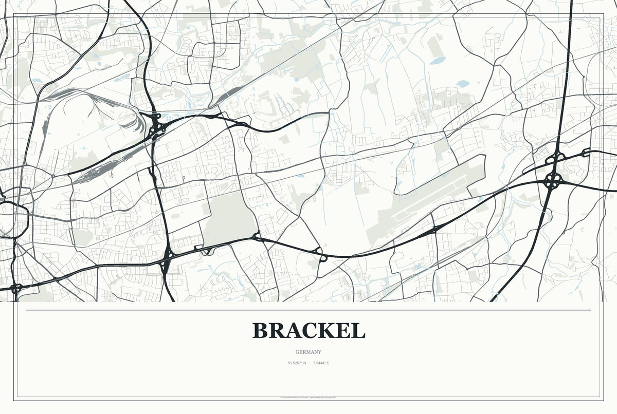 Brackel, Germany City Map Aluminum Sign in Gallery Air style