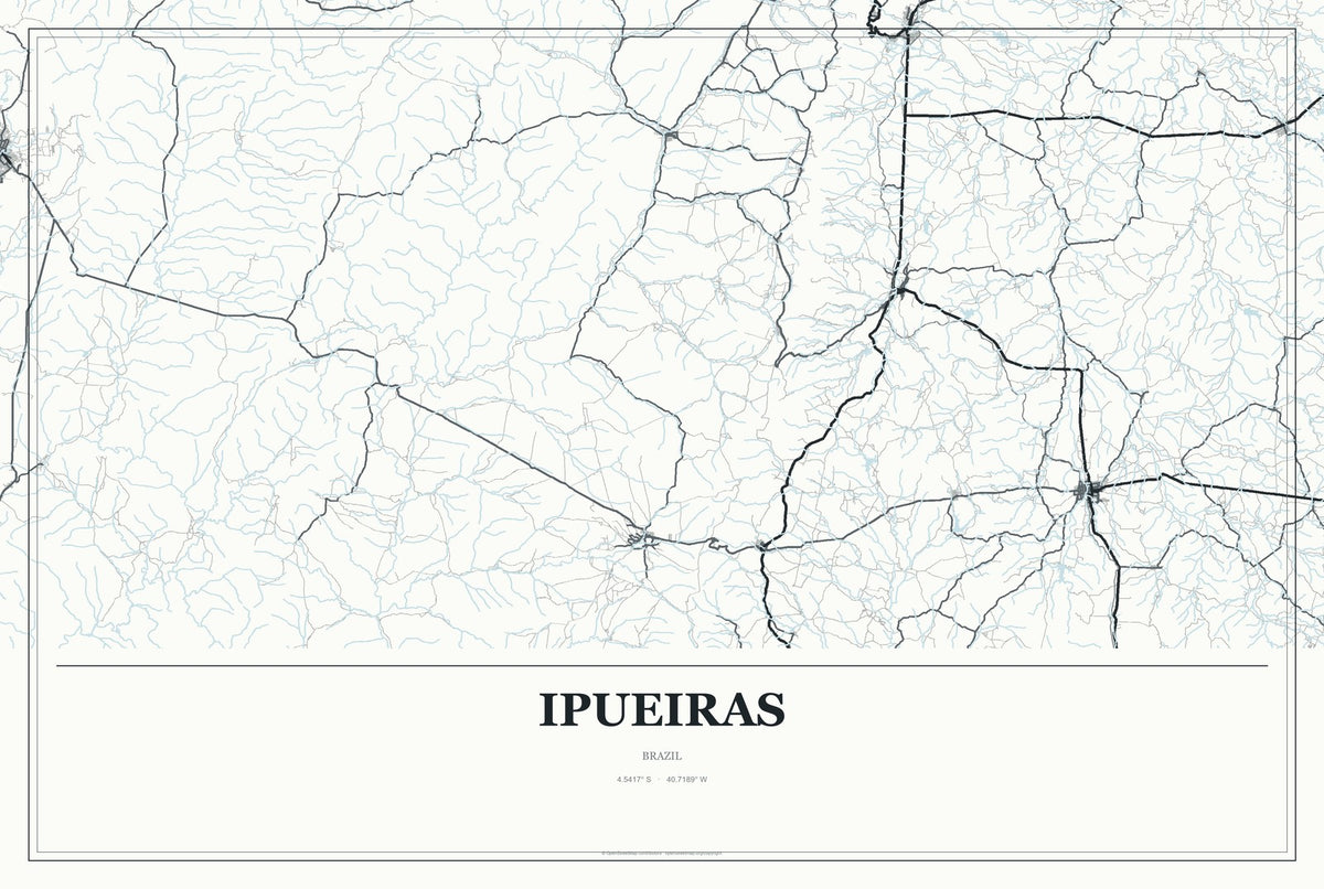 Ipueiras, Piauí, Brazil City Map Aluminum Sign in Gallery Air style